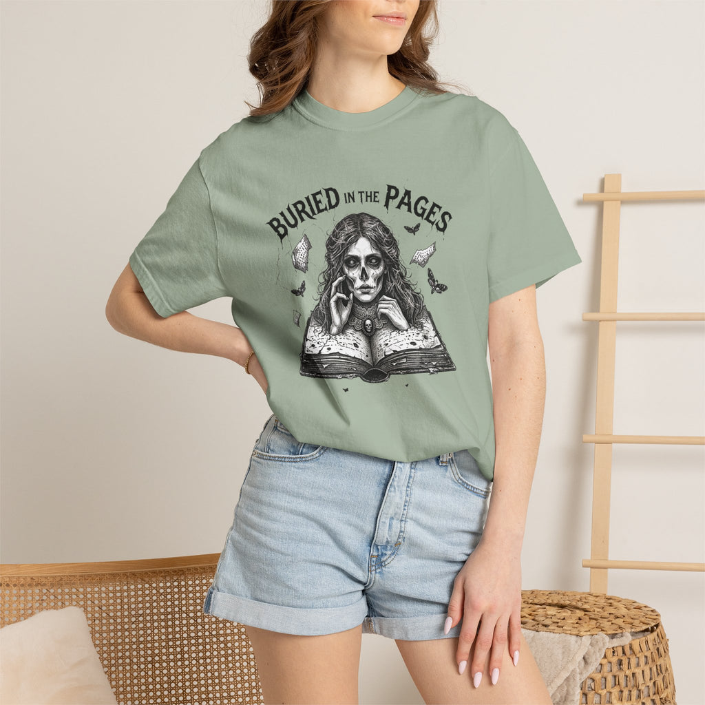 Buried in the Pages T-Shirt — Gothic Booklover Graphic Tee
