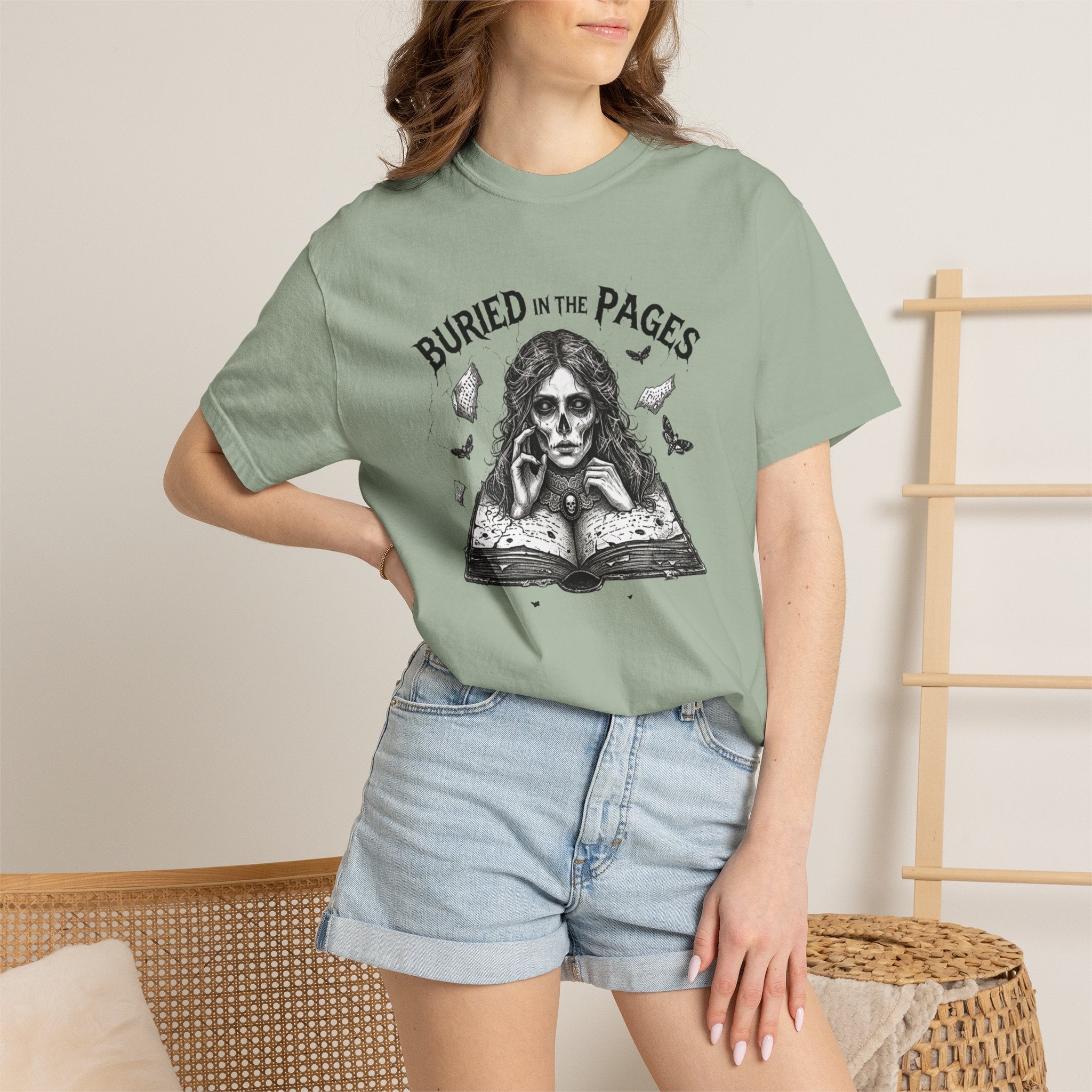 Buried in the Pages T-Shirt — Gothic Booklover Graphic Tee