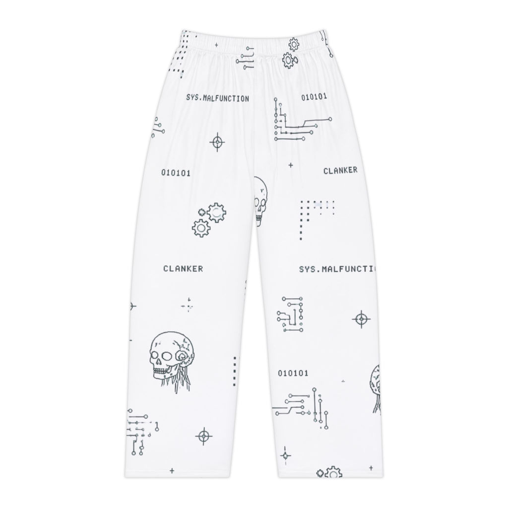 Women's Cyber Clanker Pajama Pants – Soft White Tech Pattern Lounge Pants