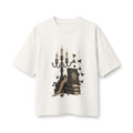 Gothic Candlelight Bookstack Tee — Ink & Owl Literary Vintage Shirt
