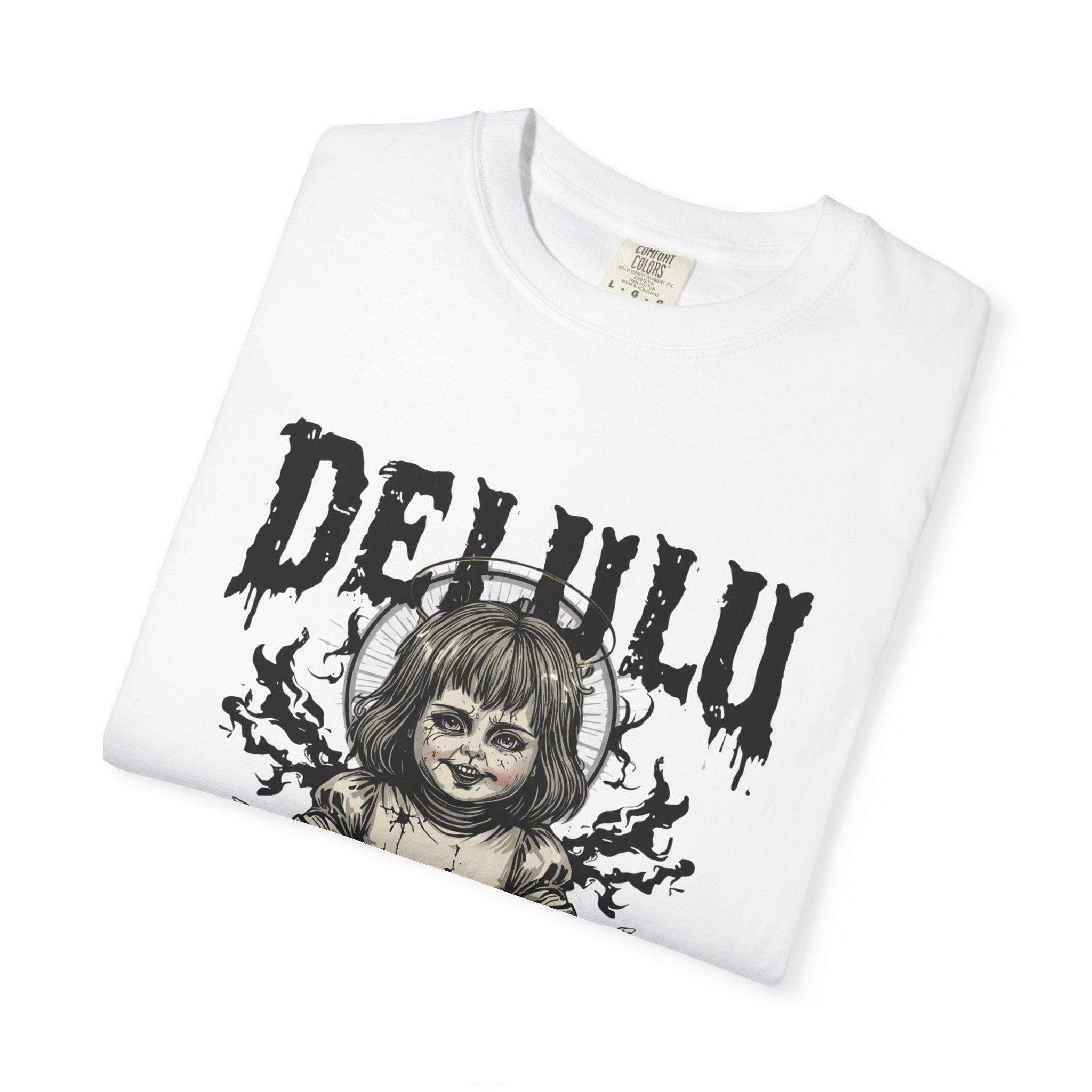 Demonic Doll Graphic T-Shirt — "Delulu But Demonic" Horror Tee