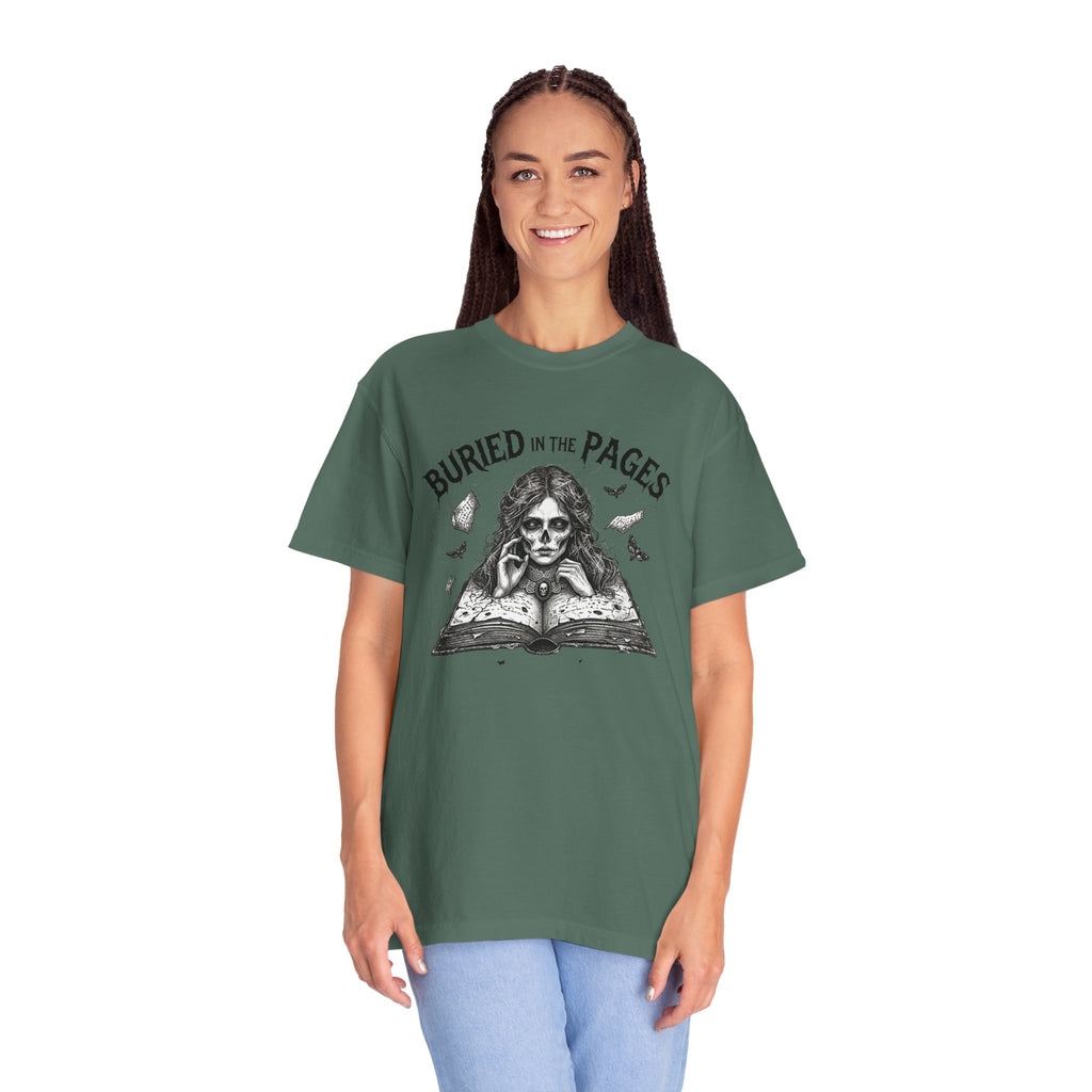 Buried in the Pages T-Shirt — Gothic Booklover Graphic Tee