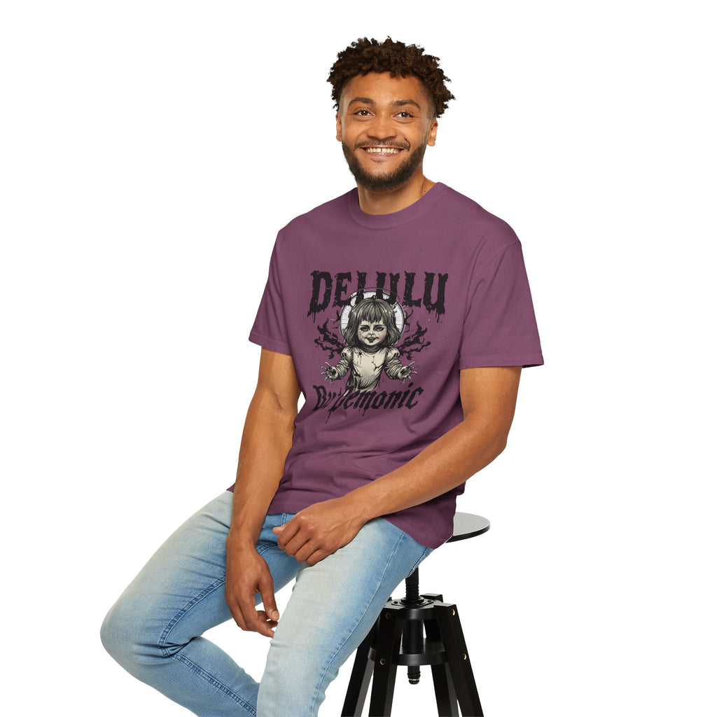 Demonic Doll Graphic T-Shirt — "Delulu But Demonic" Horror Tee