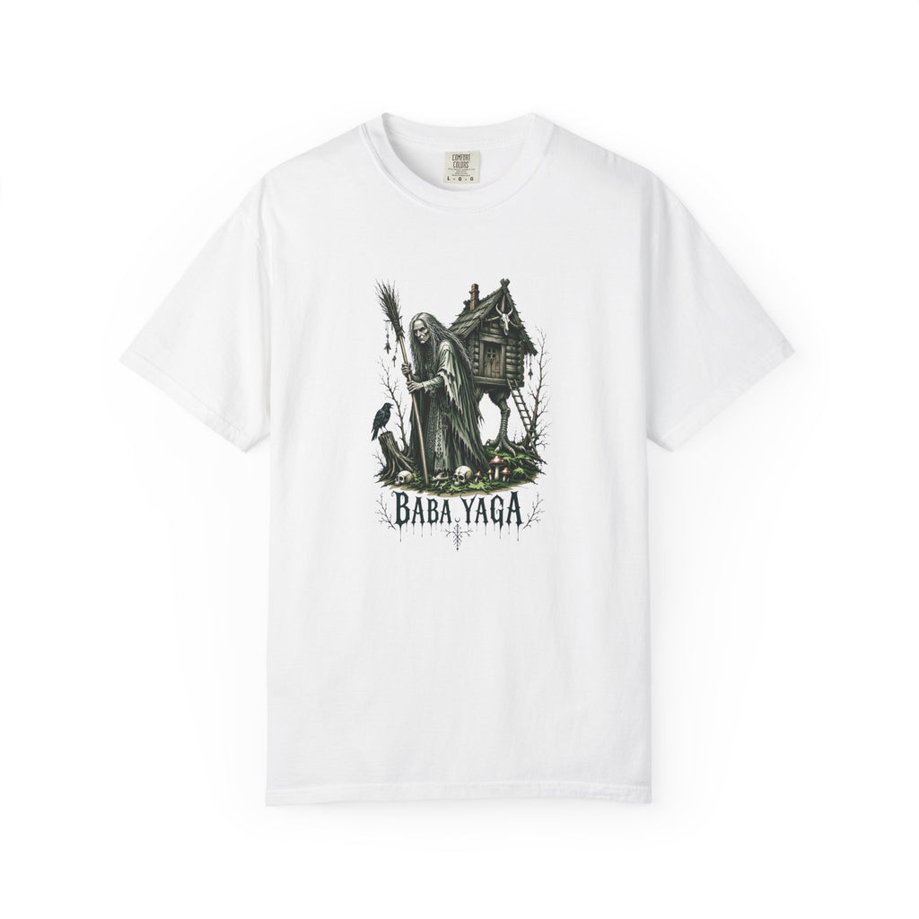 Baba Yaga Graphic T-Shirt — Slavic Folklore Witch Illustration