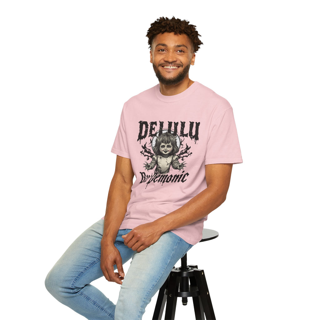 Demonic Doll Graphic T-Shirt — "Delulu But Demonic" Horror Tee