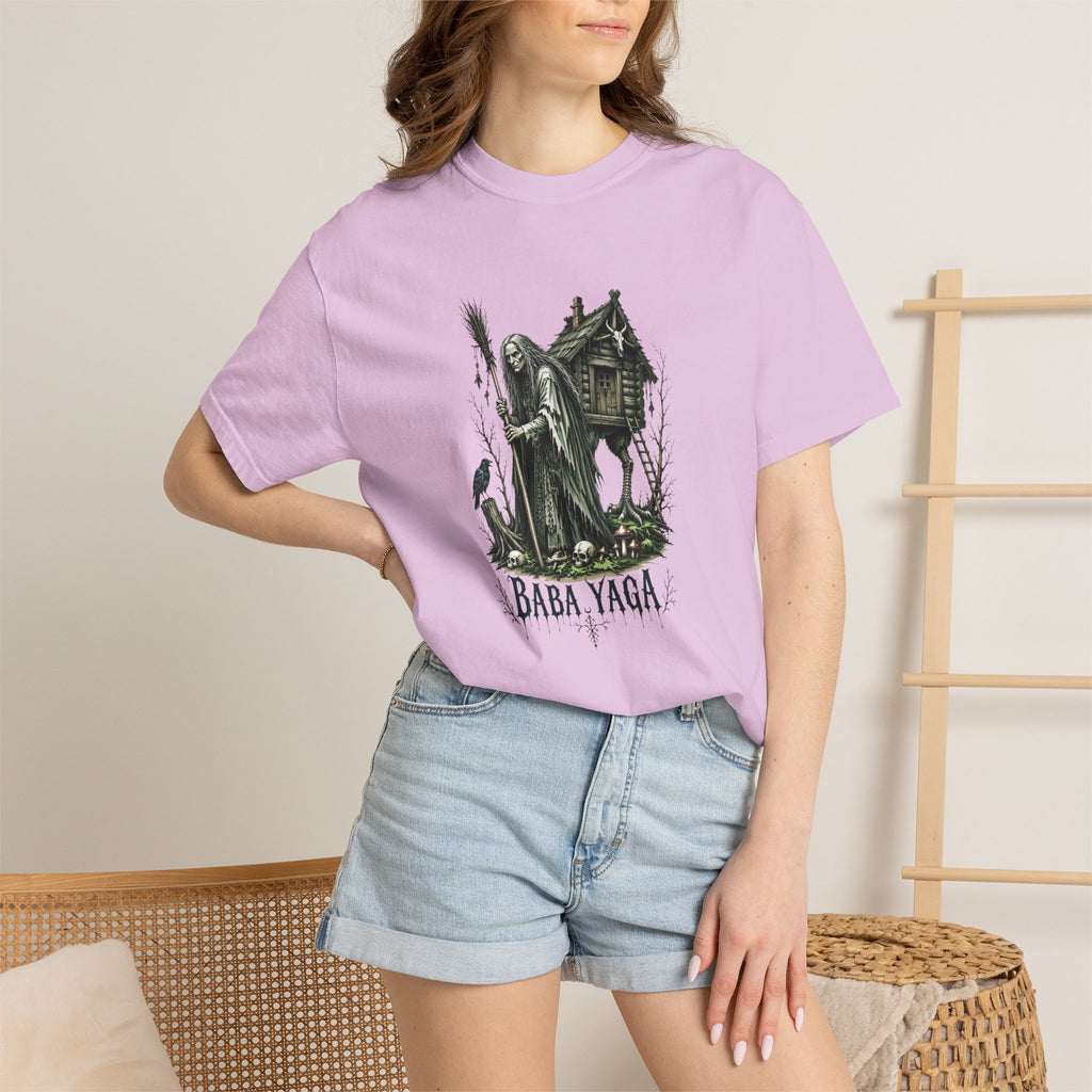 Baba Yaga Graphic T-Shirt — Slavic Folklore Witch Illustration