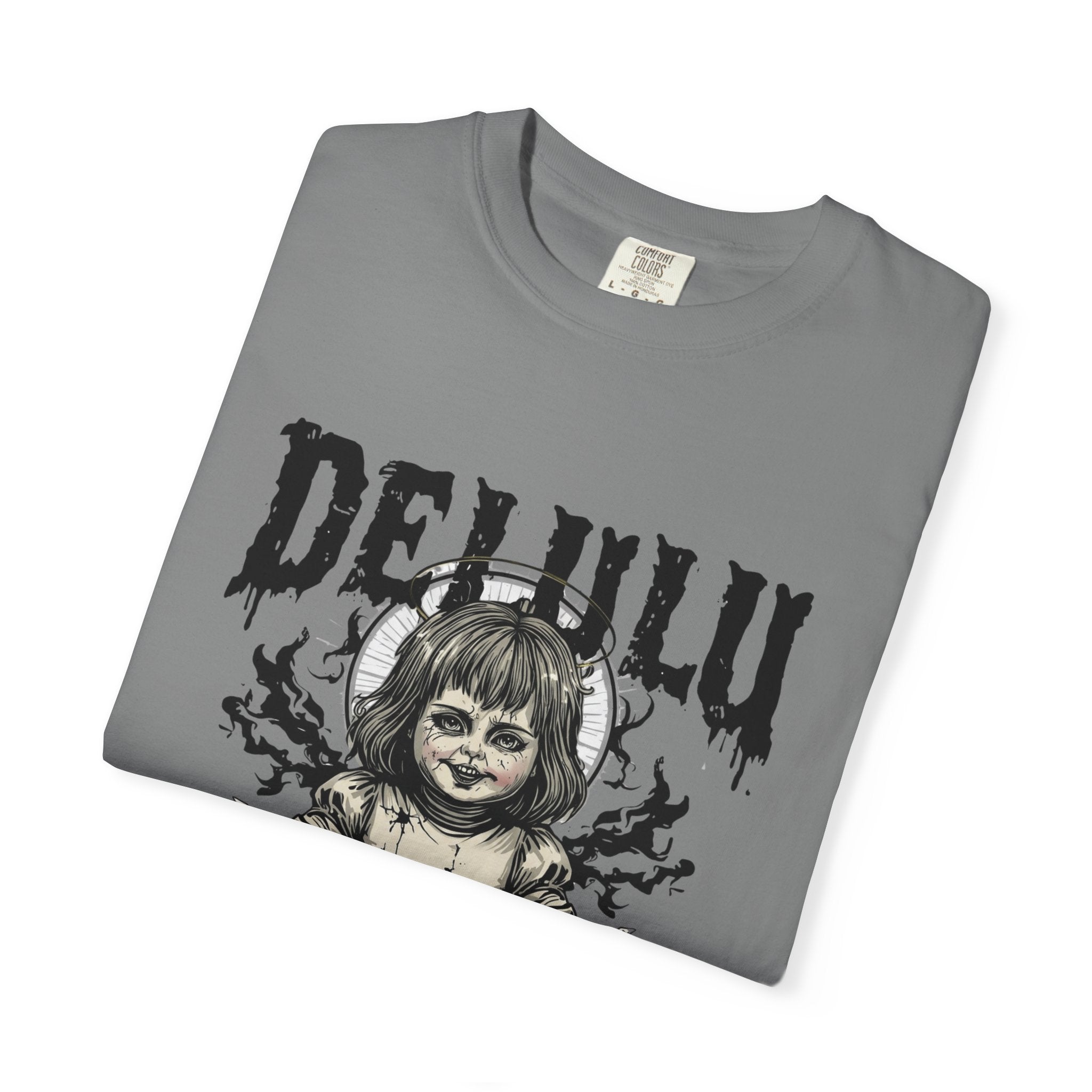 Demonic Doll Graphic T-Shirt — "Delulu But Demonic" Horror Tee