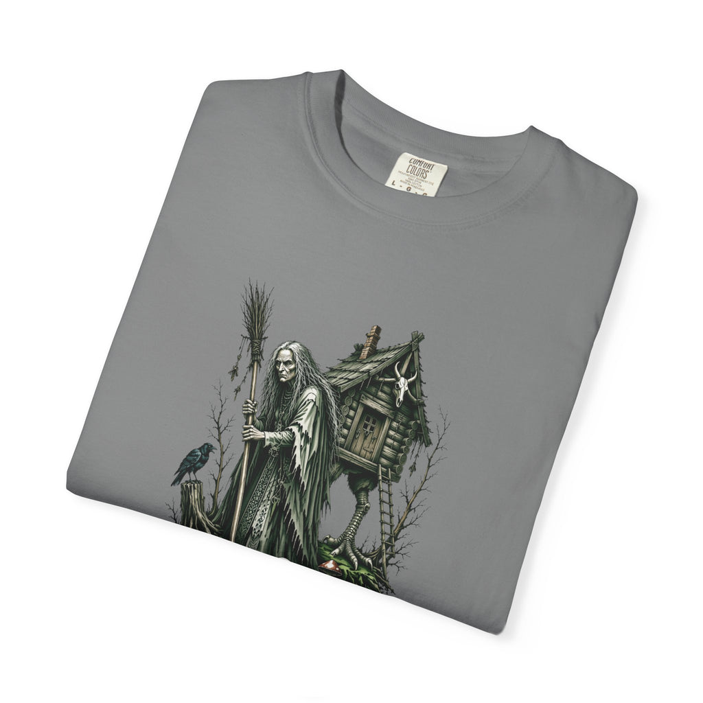 Baba Yaga Graphic T-Shirt — Slavic Folklore Witch Illustration