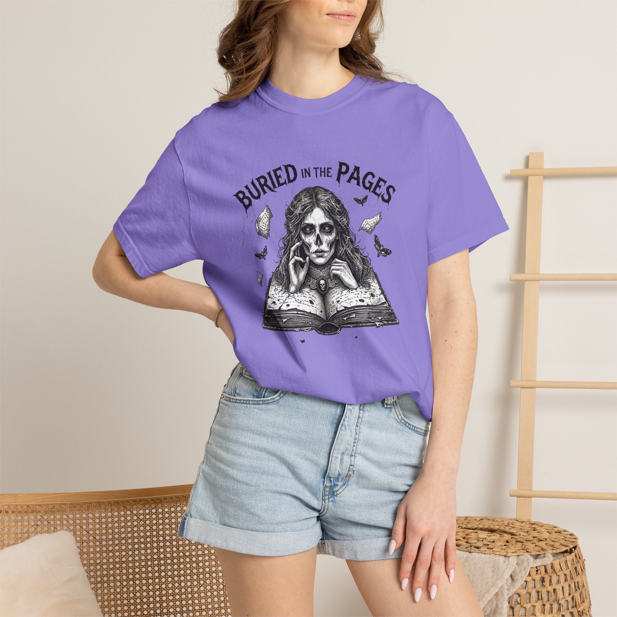 Buried in the Pages T-Shirt — Gothic Booklover Graphic Tee
