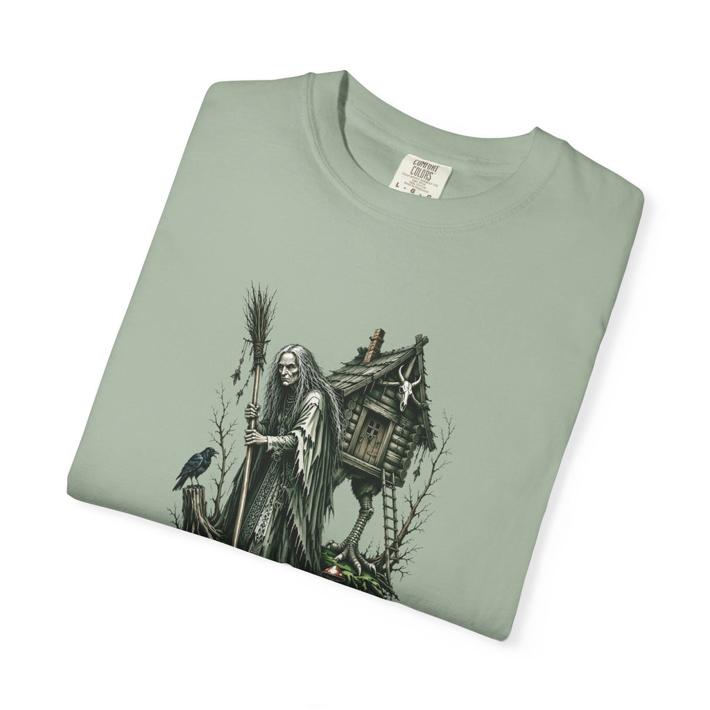 Baba Yaga Graphic T-Shirt — Slavic Folklore Witch Illustration