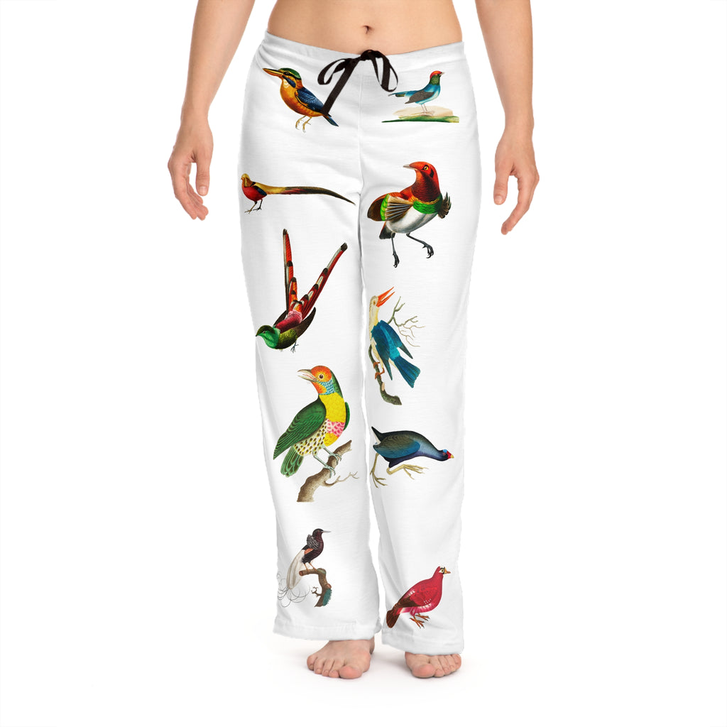 Bird Print Women's Pajama Pants — Vintage Tropical Bird Pattern Sleepwear