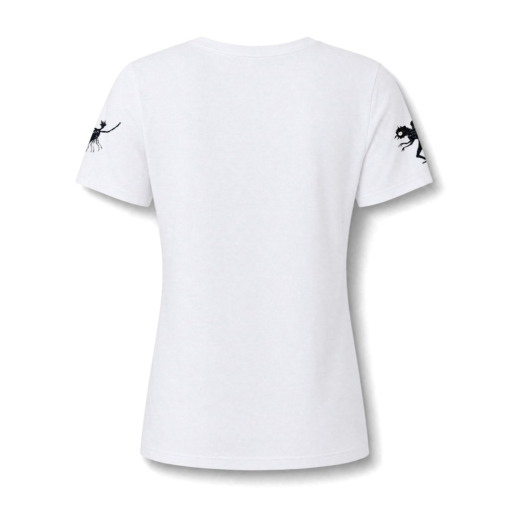 Women's V‑Neck Tee — Black Spooky Cat Silhouette Shirt
