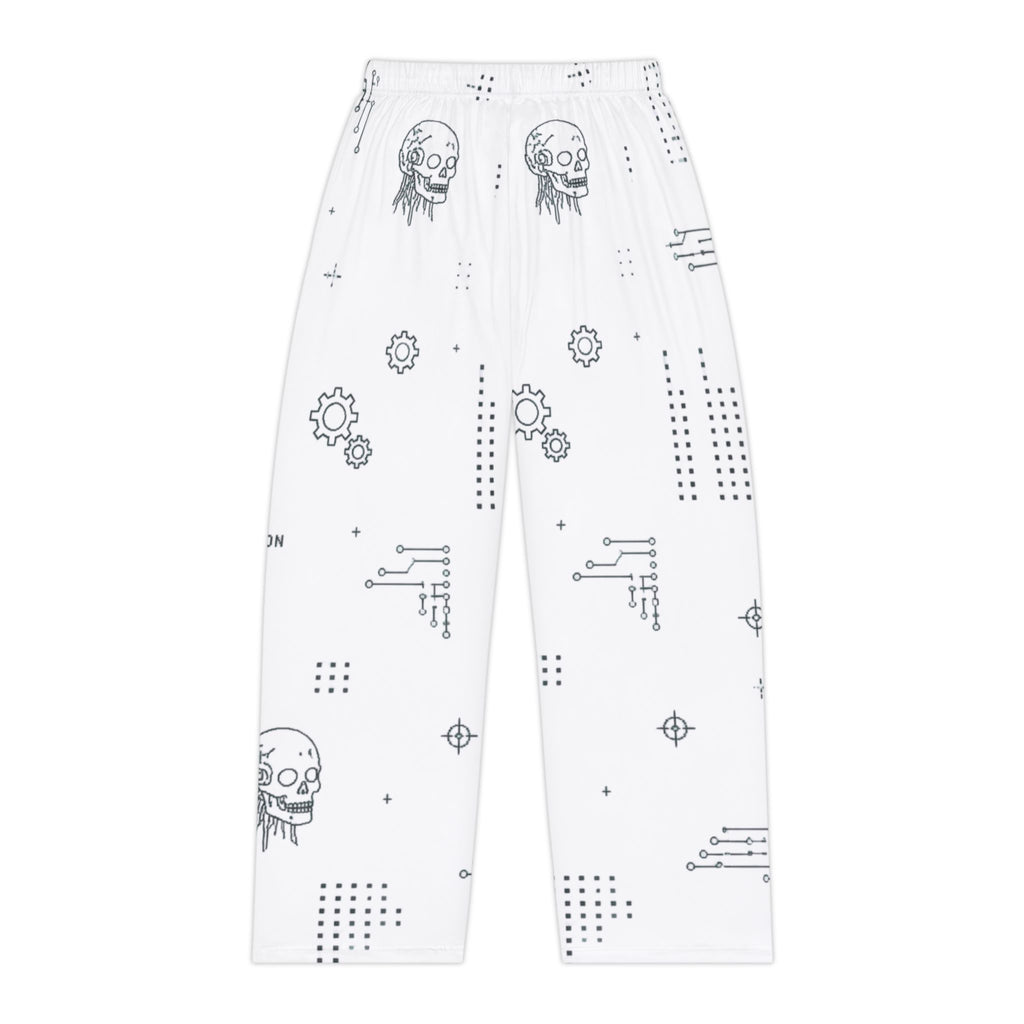 Women's Cyber Clanker Pajama Pants – Soft White Tech Pattern Lounge Pants