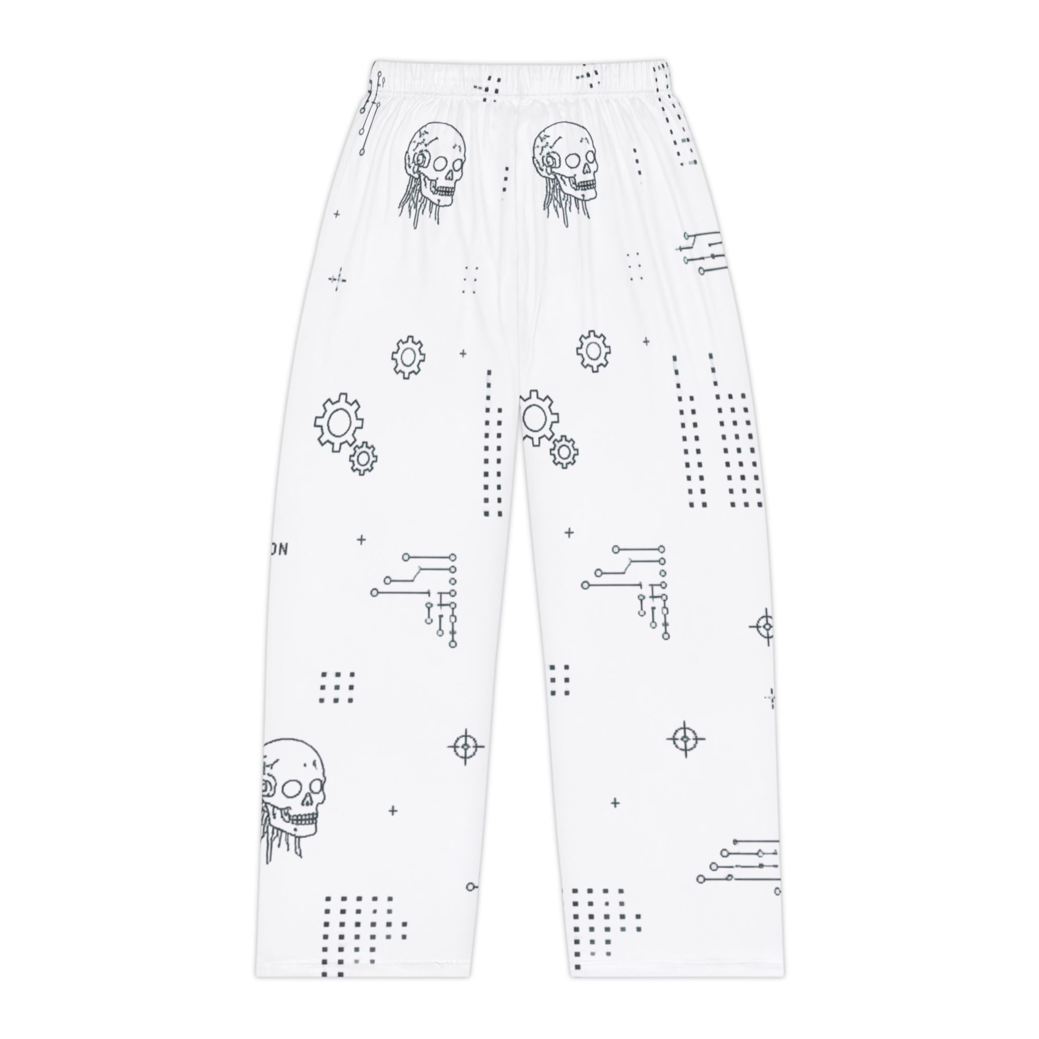 Women's Cyber Clanker Pajama Pants – Soft White Tech Pattern Lounge Pants