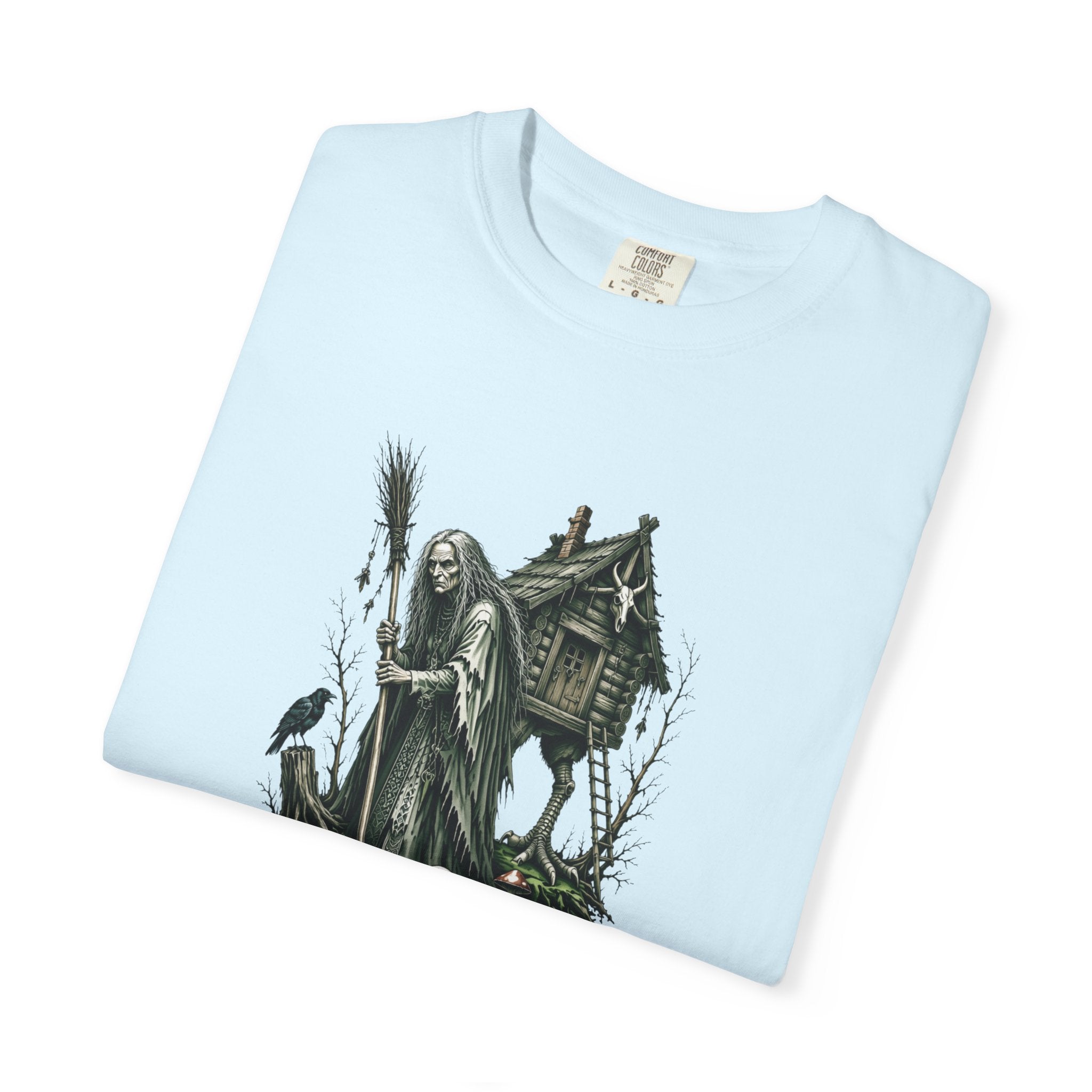Baba Yaga Graphic T-Shirt — Slavic Folklore Witch Illustration