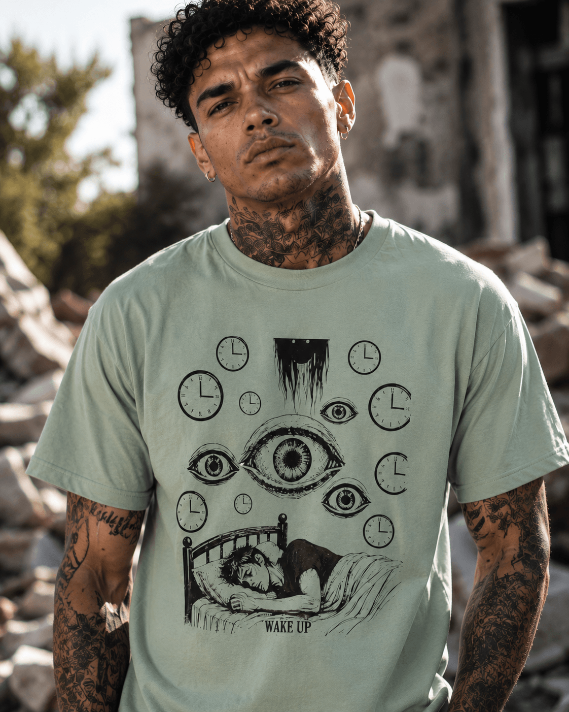 Wake Up Surreal Dream Gothic Graphic T-Shirt
