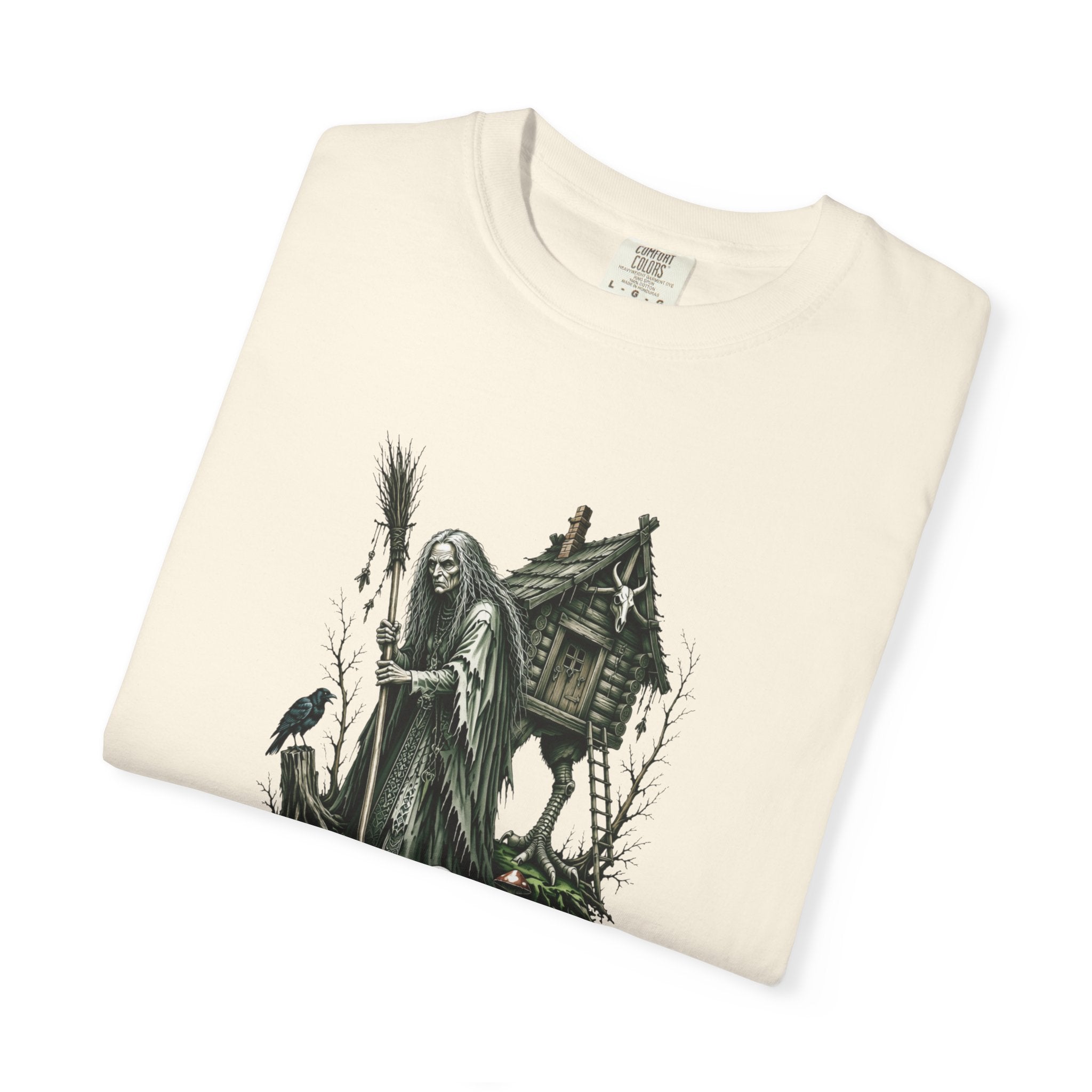 Baba Yaga Graphic T-Shirt — Slavic Folklore Witch Illustration