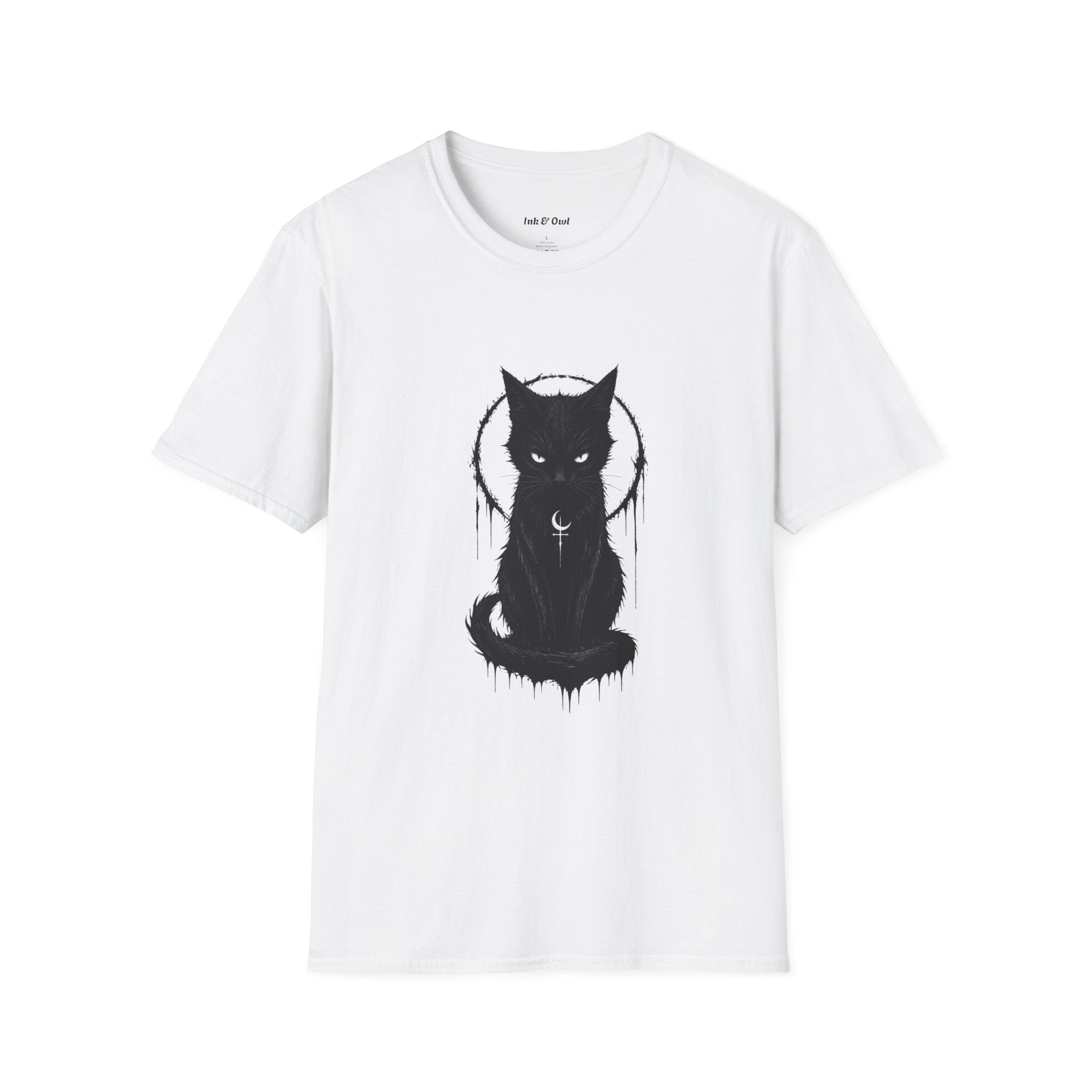 Mystic Black Cat T-Shirt — Crescent Moon Witchy Graphic Tee