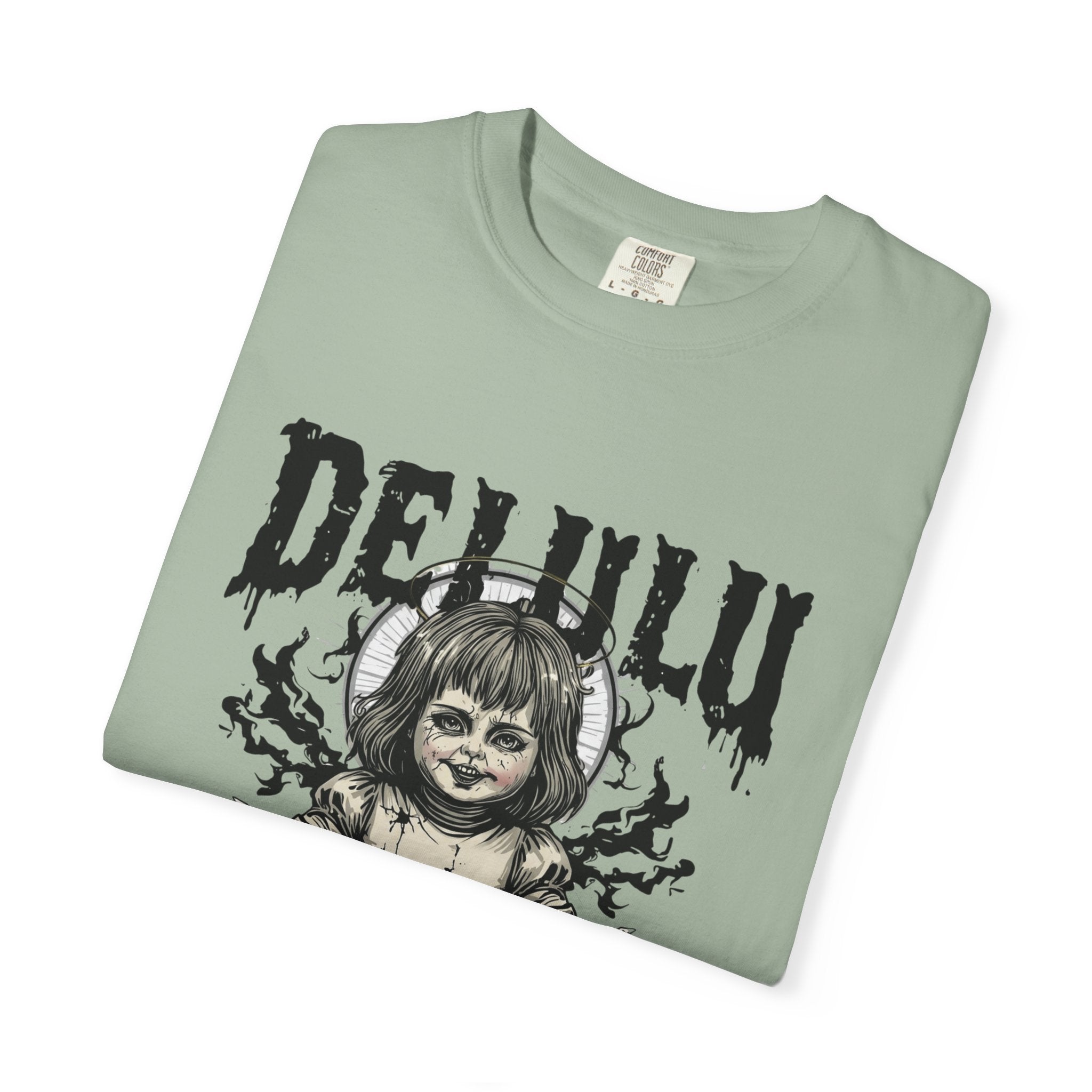 Demonic Doll Graphic T-Shirt — "Delulu But Demonic" Horror Tee