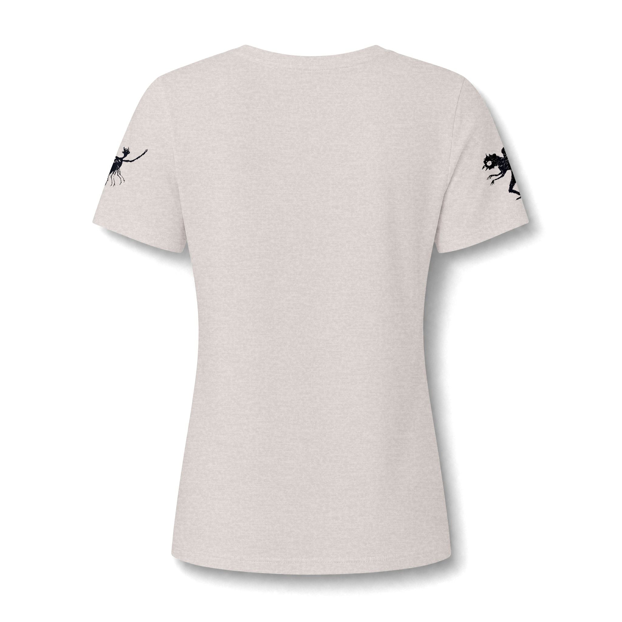 Women's V‑Neck Tee — Black Spooky Cat Silhouette Shirt