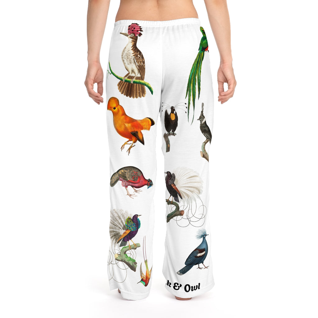 Bird Print Women's Pajama Pants — Vintage Tropical Bird Pattern Sleepwear