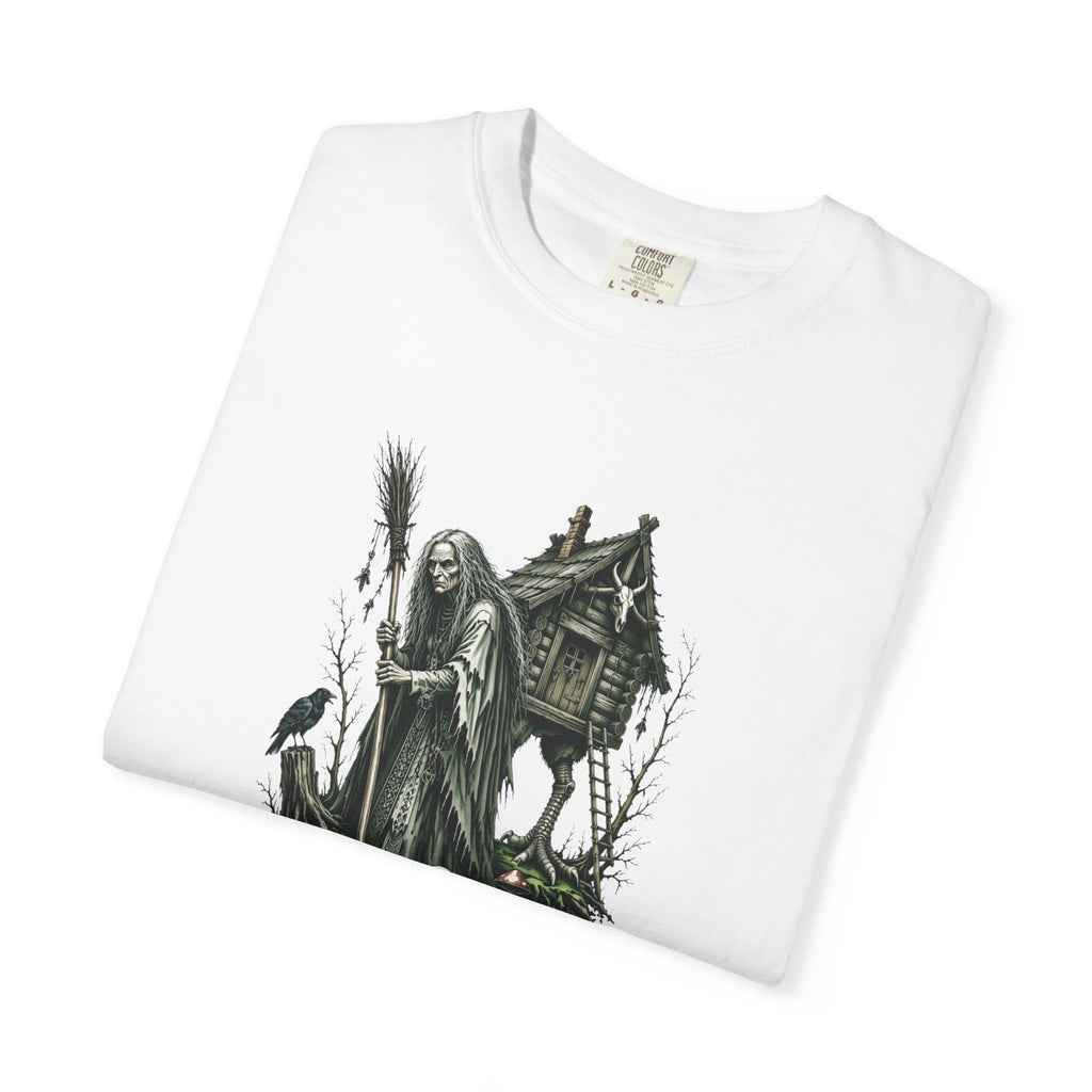 Baba Yaga Graphic T-Shirt — Slavic Folklore Witch Illustration