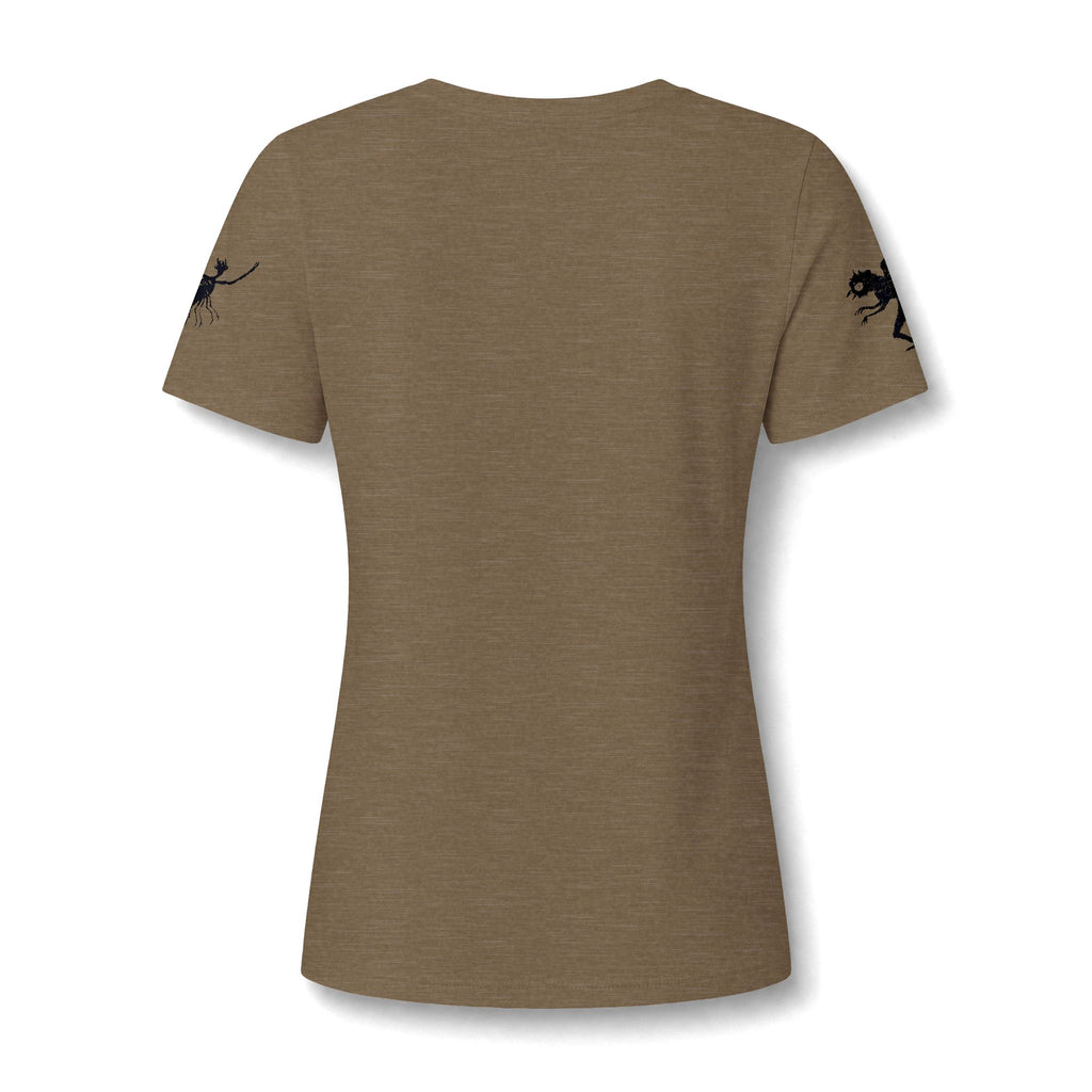 Women's V‑Neck Tee — Black Spooky Cat Silhouette Shirt