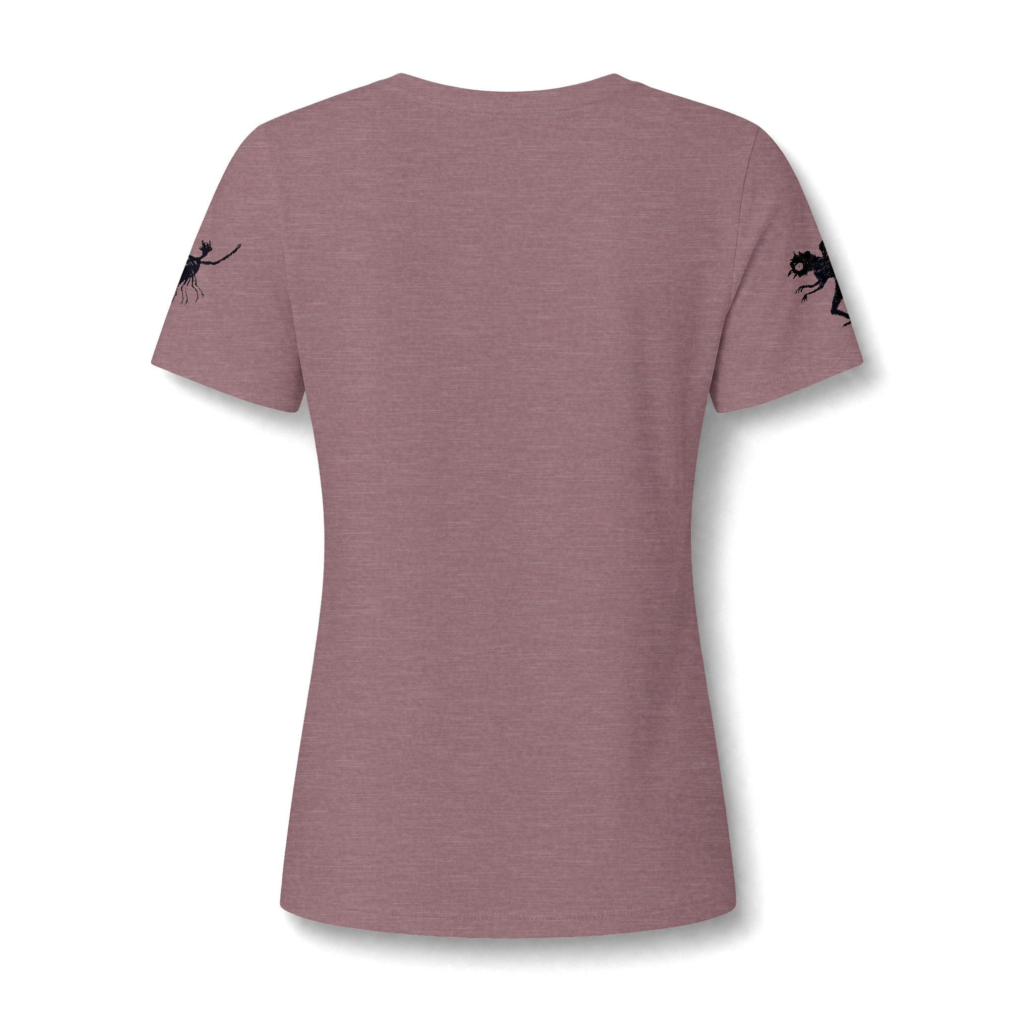 Women's V‑Neck Tee — Black Spooky Cat Silhouette Shirt
