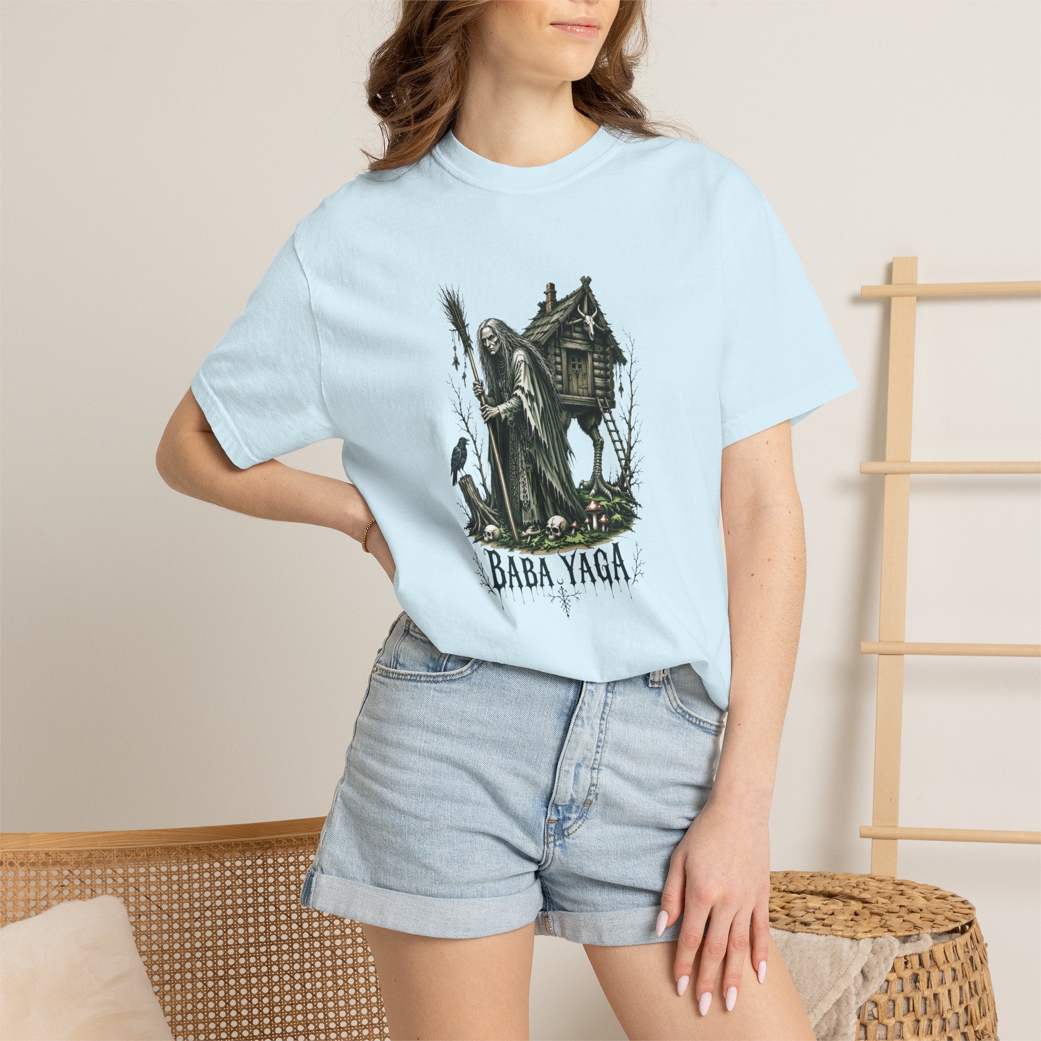 Baba Yaga Graphic T-Shirt — Slavic Folklore Witch Illustration