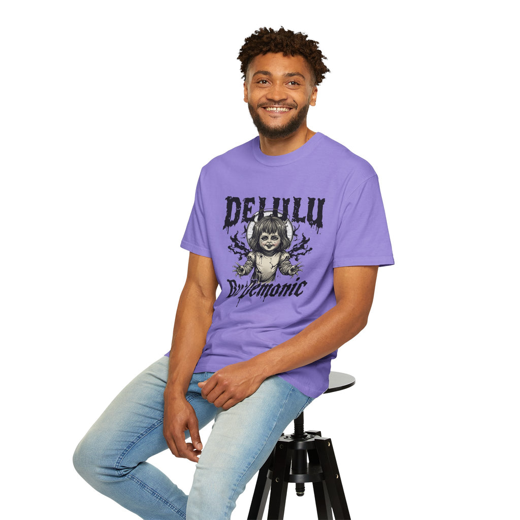 Demonic Doll Graphic T-Shirt — "Delulu But Demonic" Horror Tee