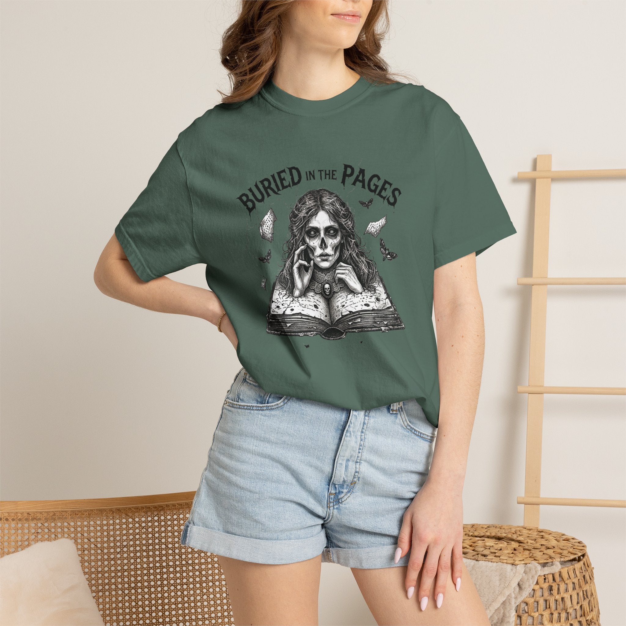 Buried in the Pages T-Shirt — Gothic Booklover Graphic Tee