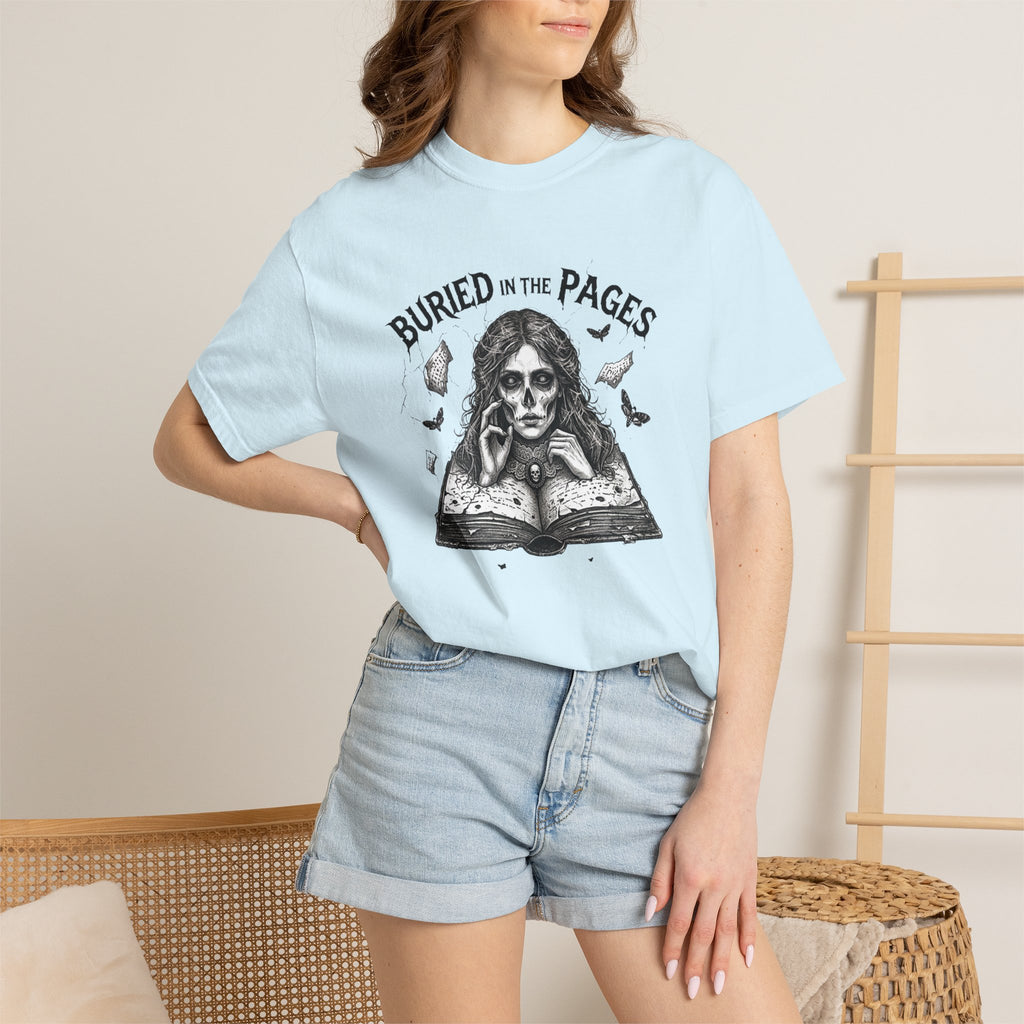 Buried in the Pages T-Shirt — Gothic Booklover Graphic Tee