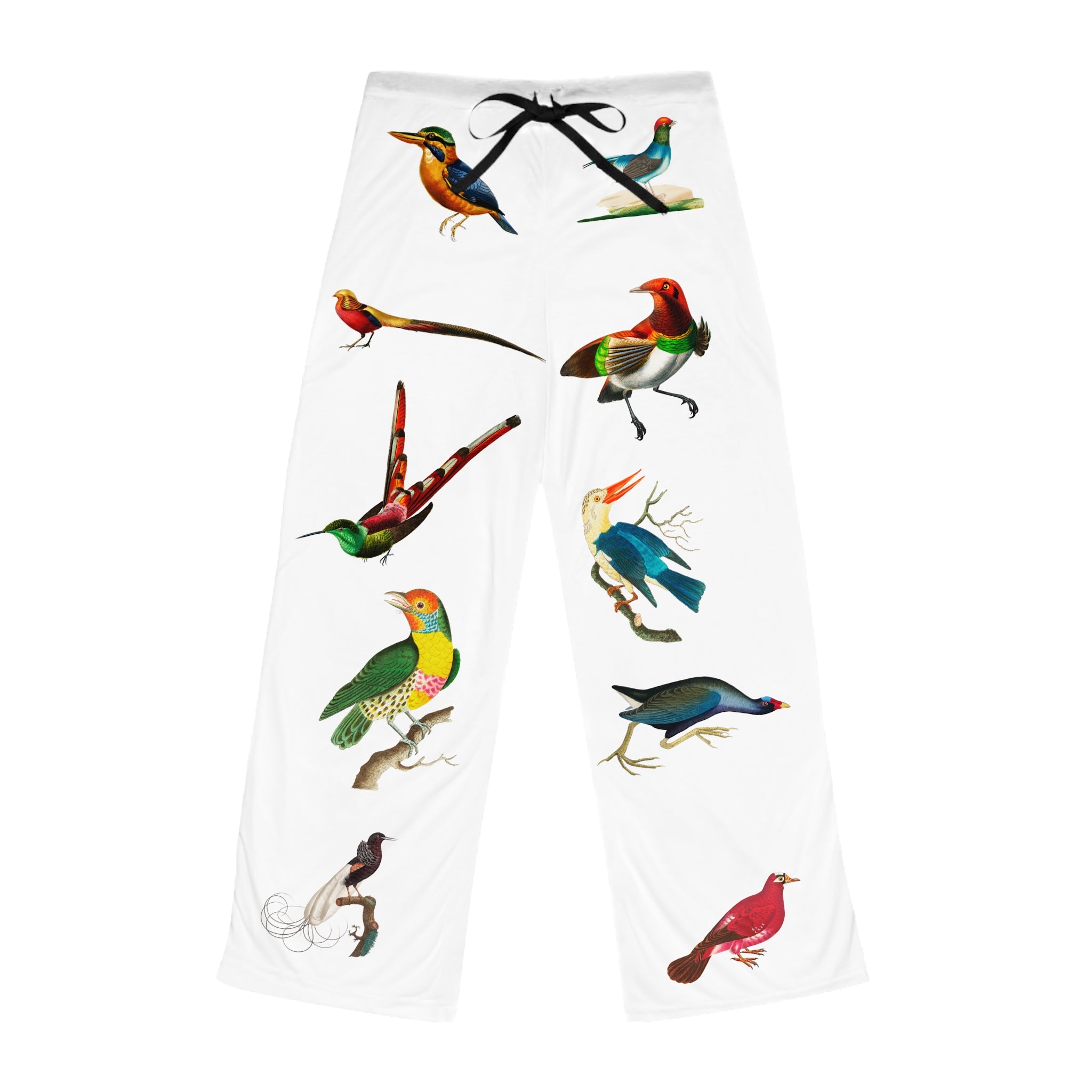 Bird Print Women's Pajama Pants — Vintage Tropical Bird Pattern Sleepwear