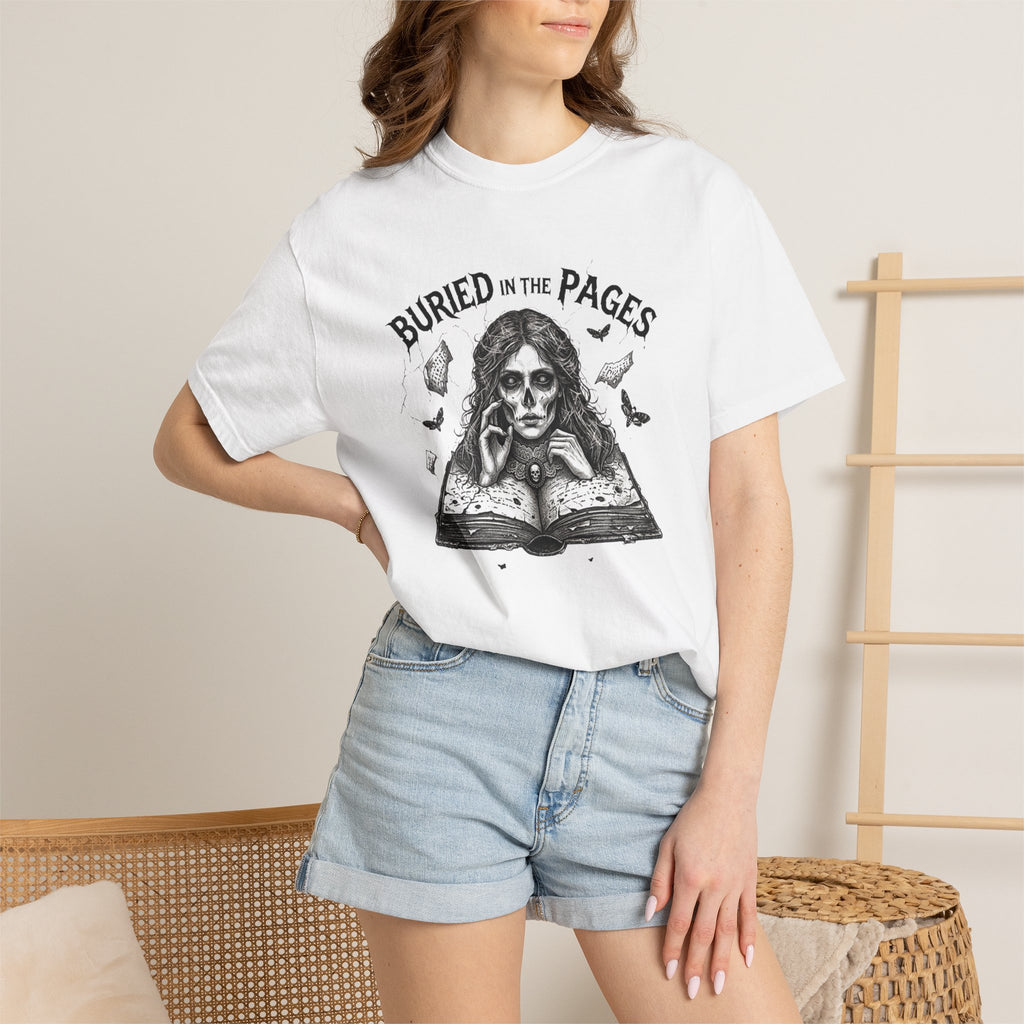 Buried in the Pages T-Shirt — Gothic Booklover Graphic Tee