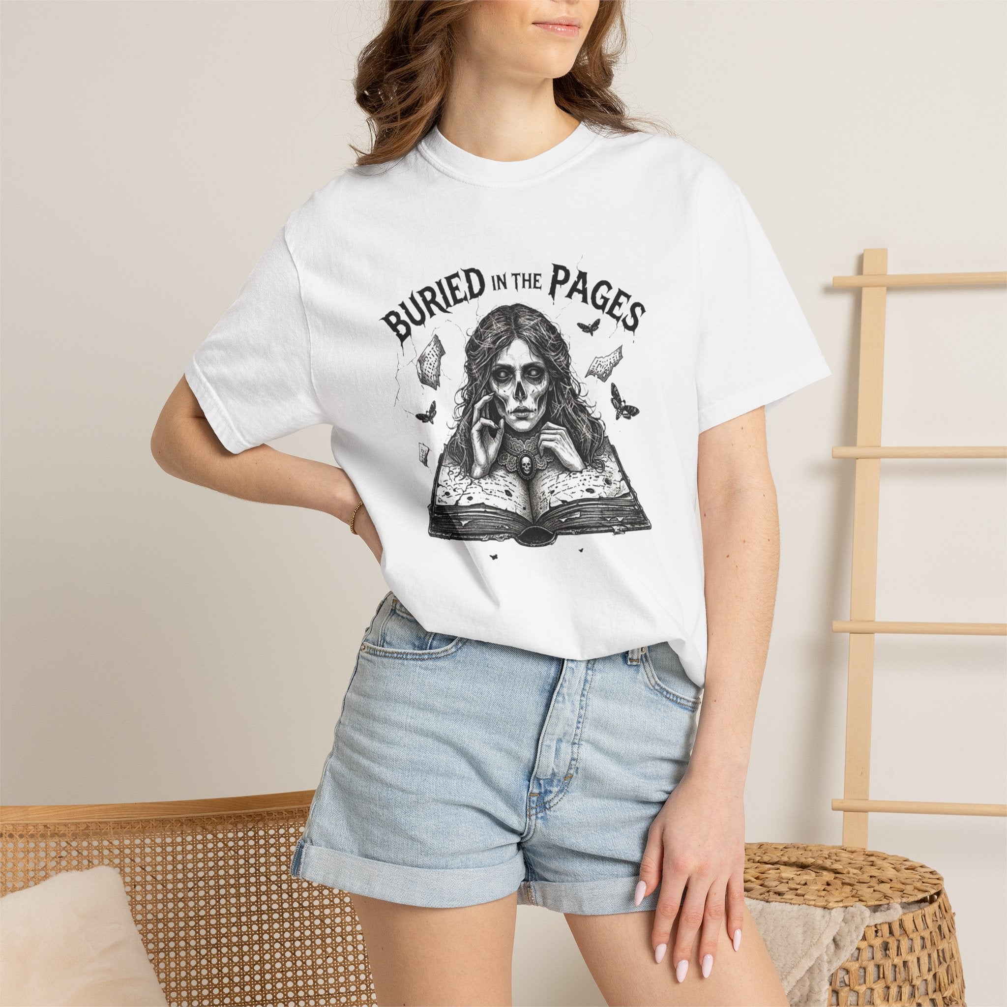 Buried in the Pages T-Shirt — Gothic Booklover Graphic Tee