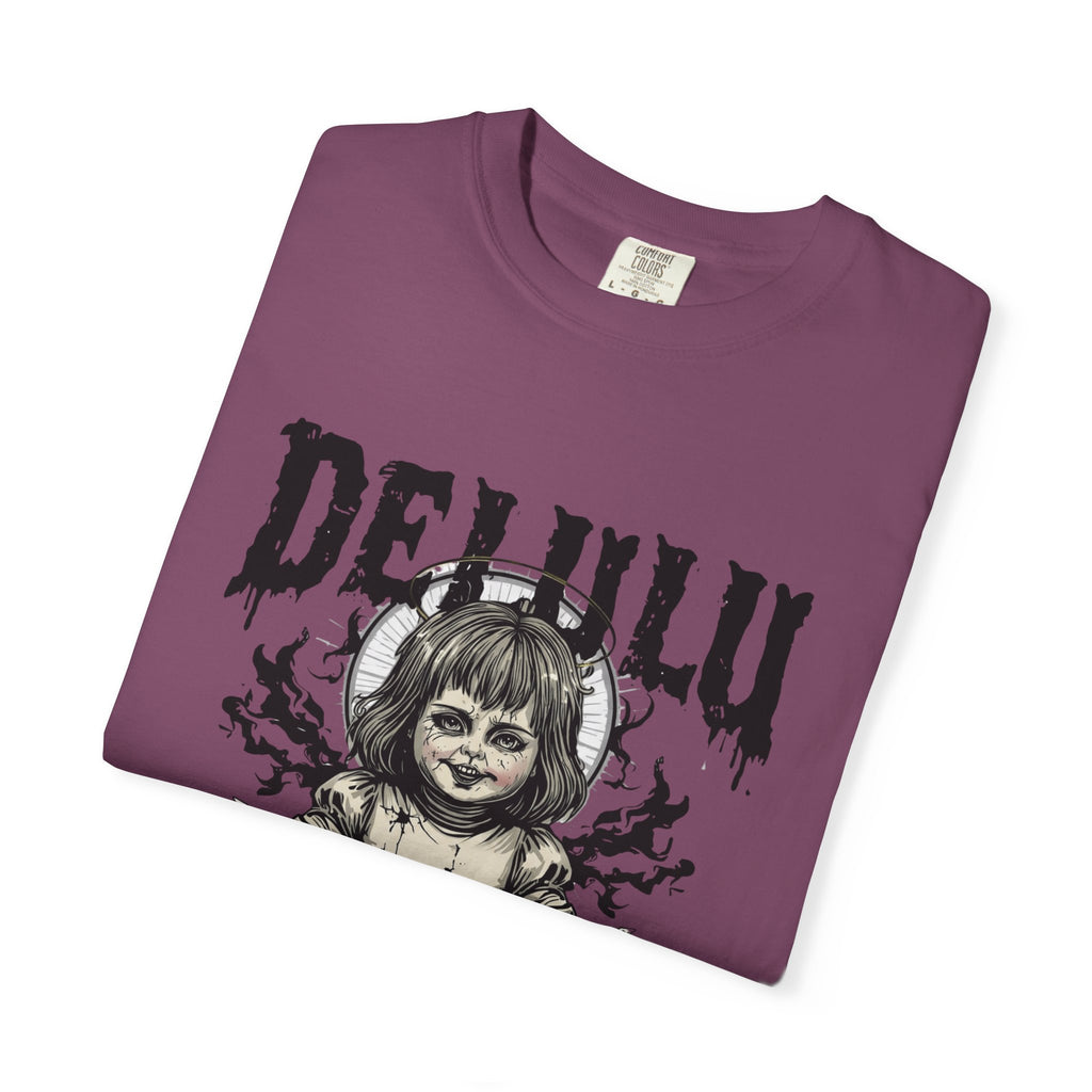 Demonic Doll Graphic T-Shirt — "Delulu But Demonic" Horror Tee