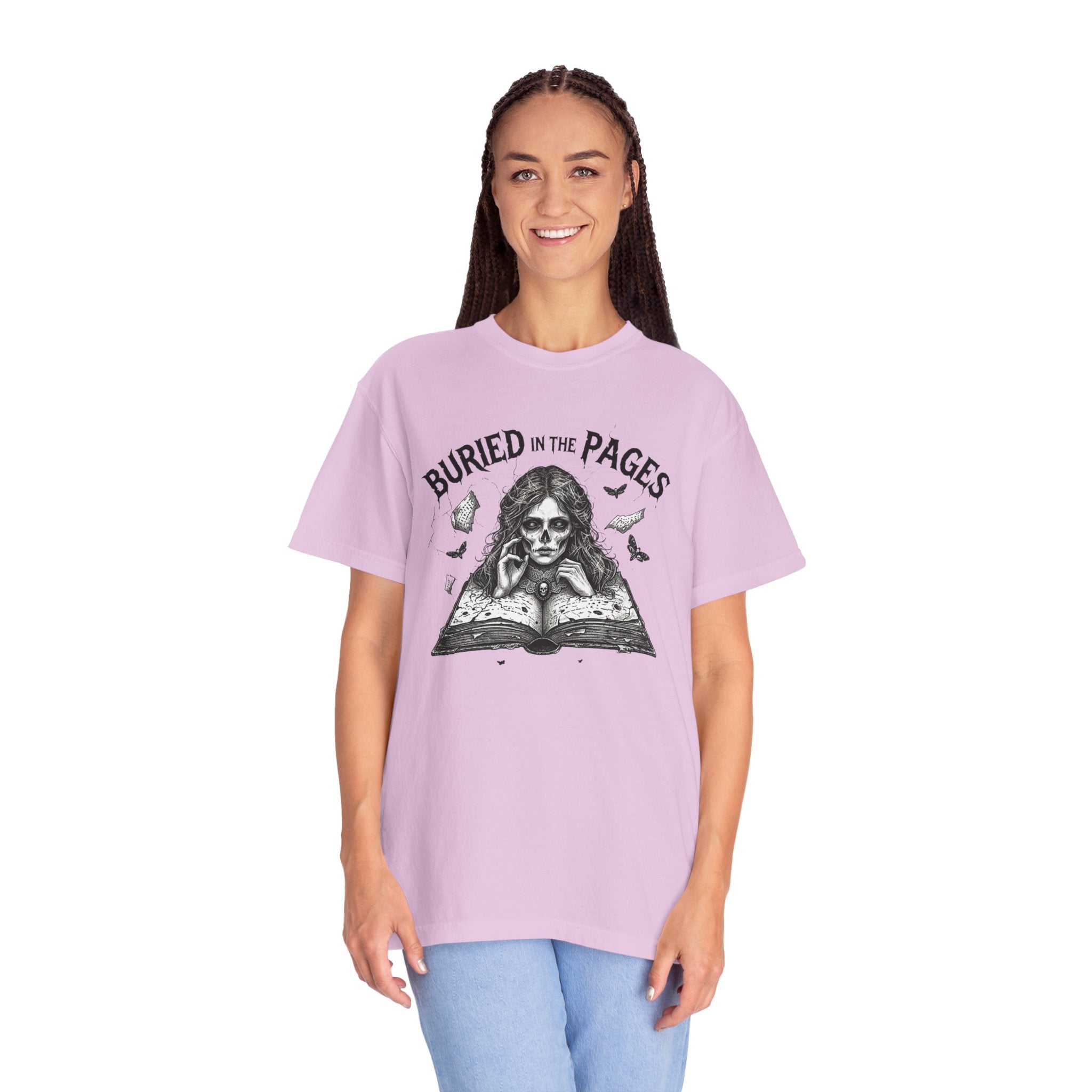 Buried in the Pages T-Shirt — Gothic Booklover Graphic Tee
