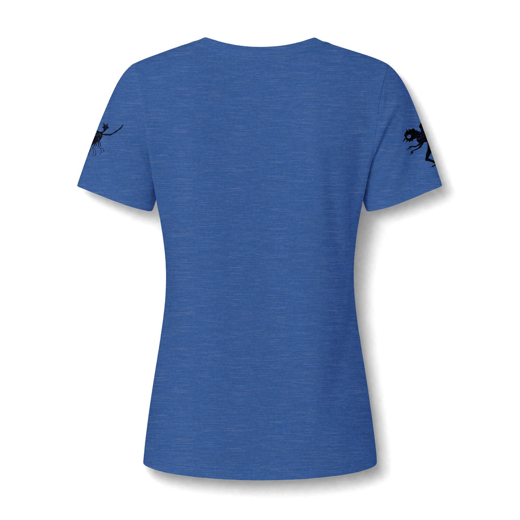 Women's V‑Neck Tee — Black Spooky Cat Silhouette Shirt
