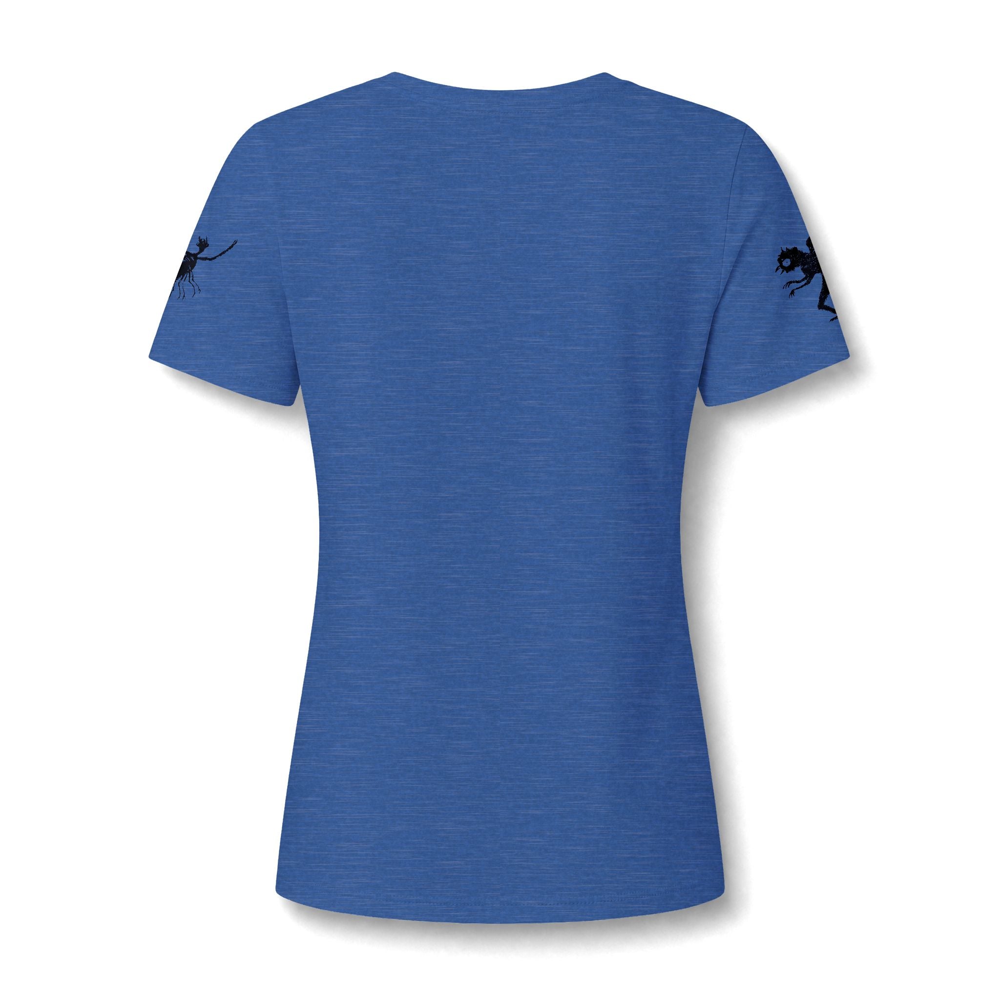 Women's V‑Neck Tee — Black Spooky Cat Silhouette Shirt