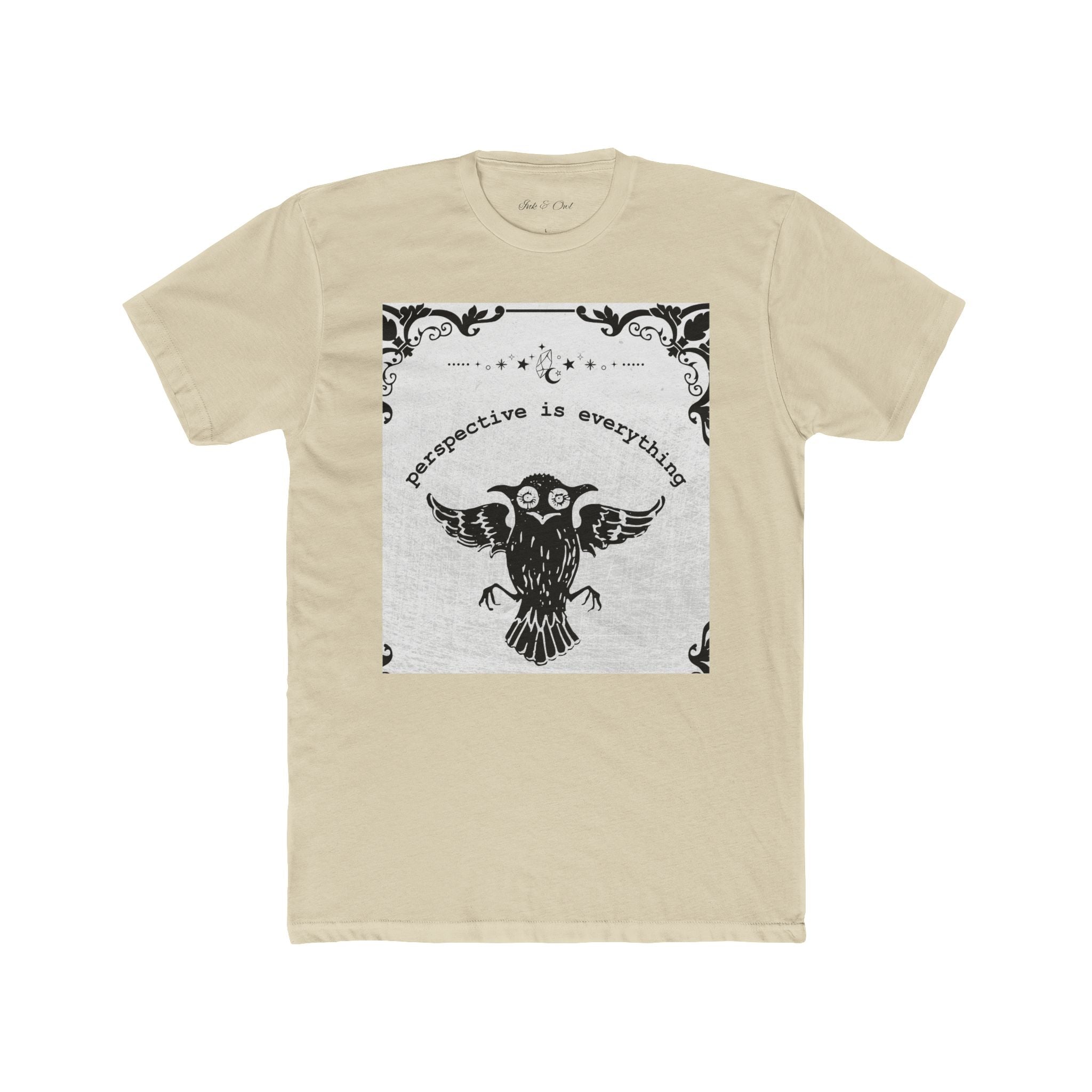 Owl Illustration Tee — “Perspective Changes Everything” Graphic T-Shirt