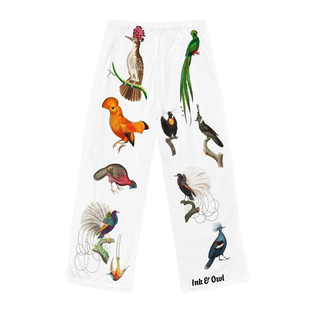 Bird Print Women's Pajama Pants — Vintage Tropical Bird Pattern Sleepwear
