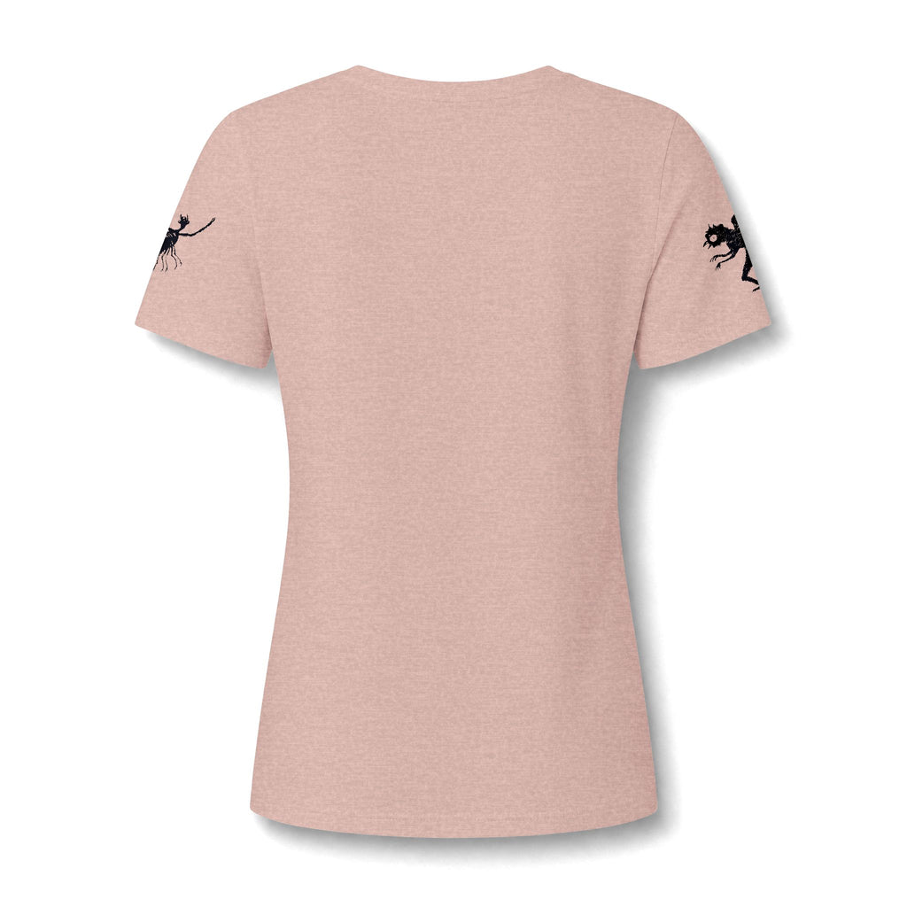 Women's V‑Neck Tee — Black Spooky Cat Silhouette Shirt