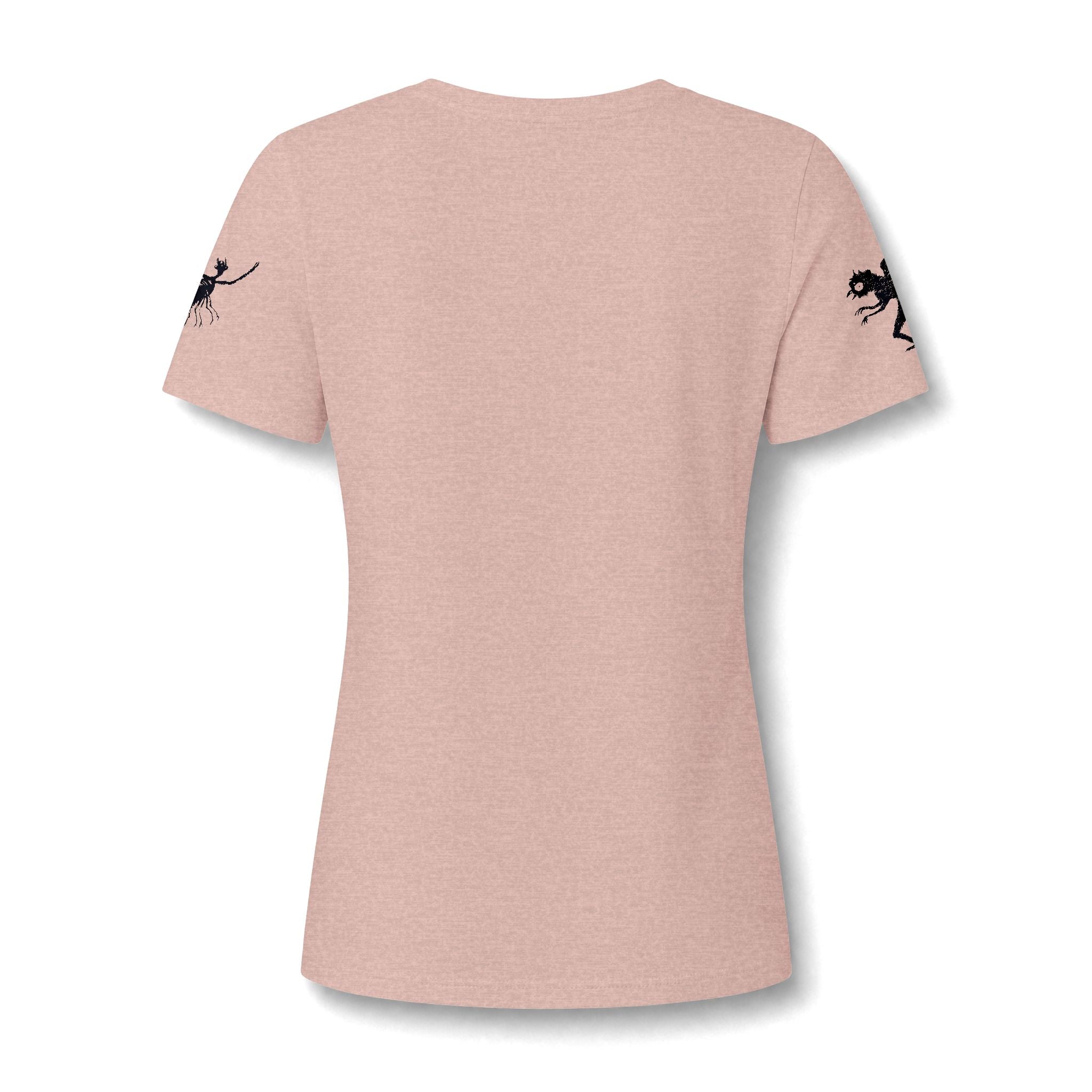 Women's V‑Neck Tee — Black Spooky Cat Silhouette Shirt