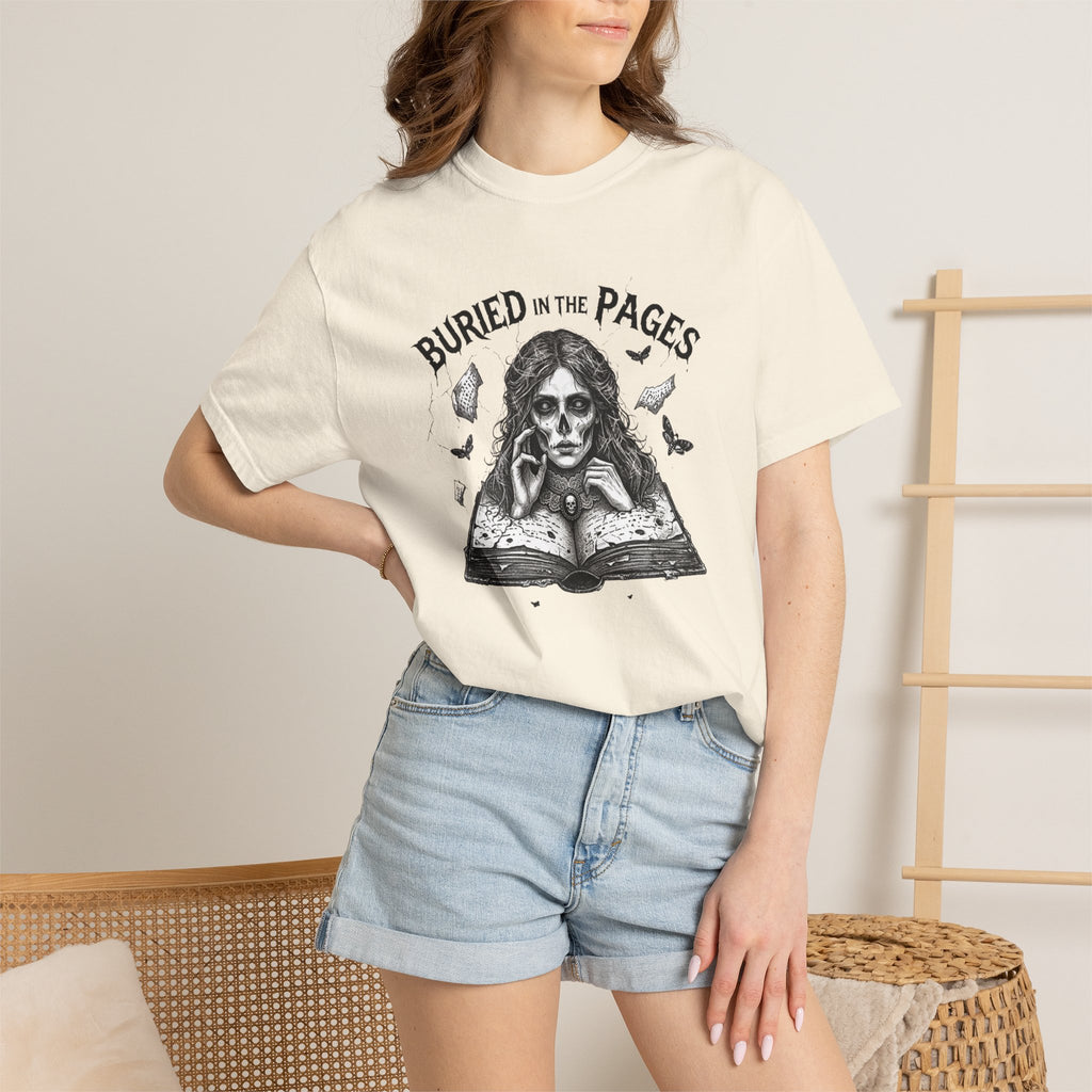 Buried in the Pages T-Shirt — Gothic Booklover Graphic Tee