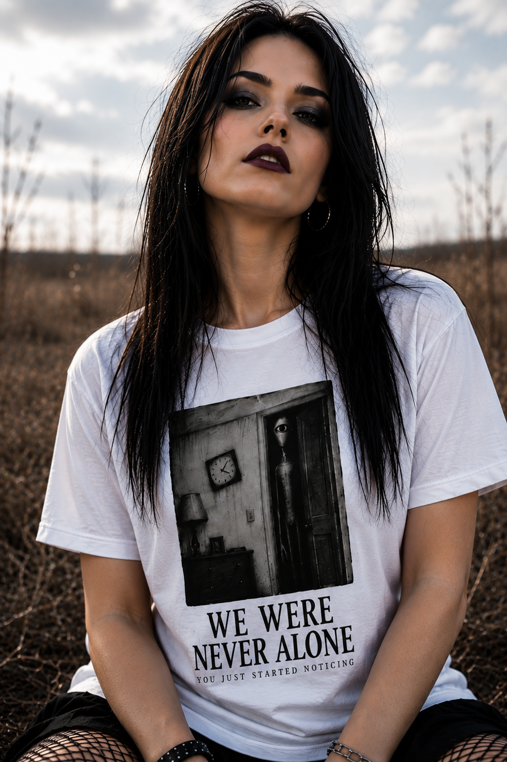 We Were Never Alone Alien Horror T-Shirt