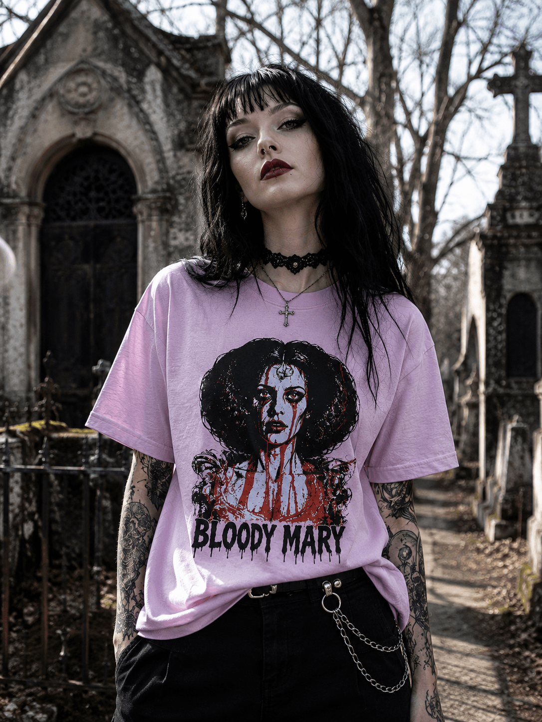Bloody Mary Horror T-Shirt – Gothic Urban Legend Graphic Tee