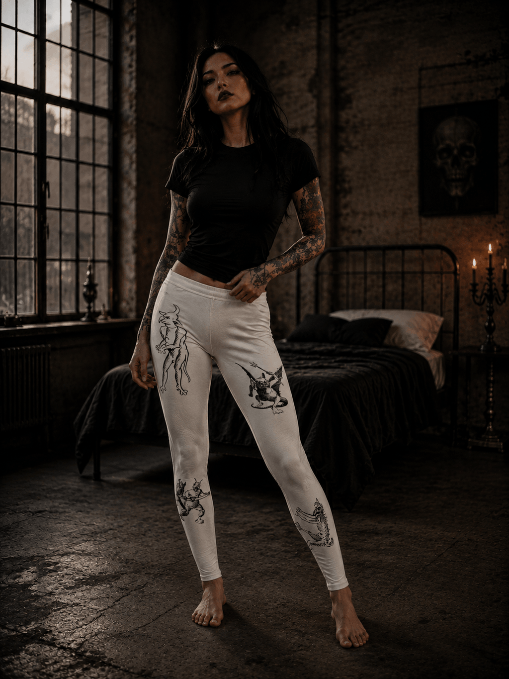 Medieval Demon Print Leggings
