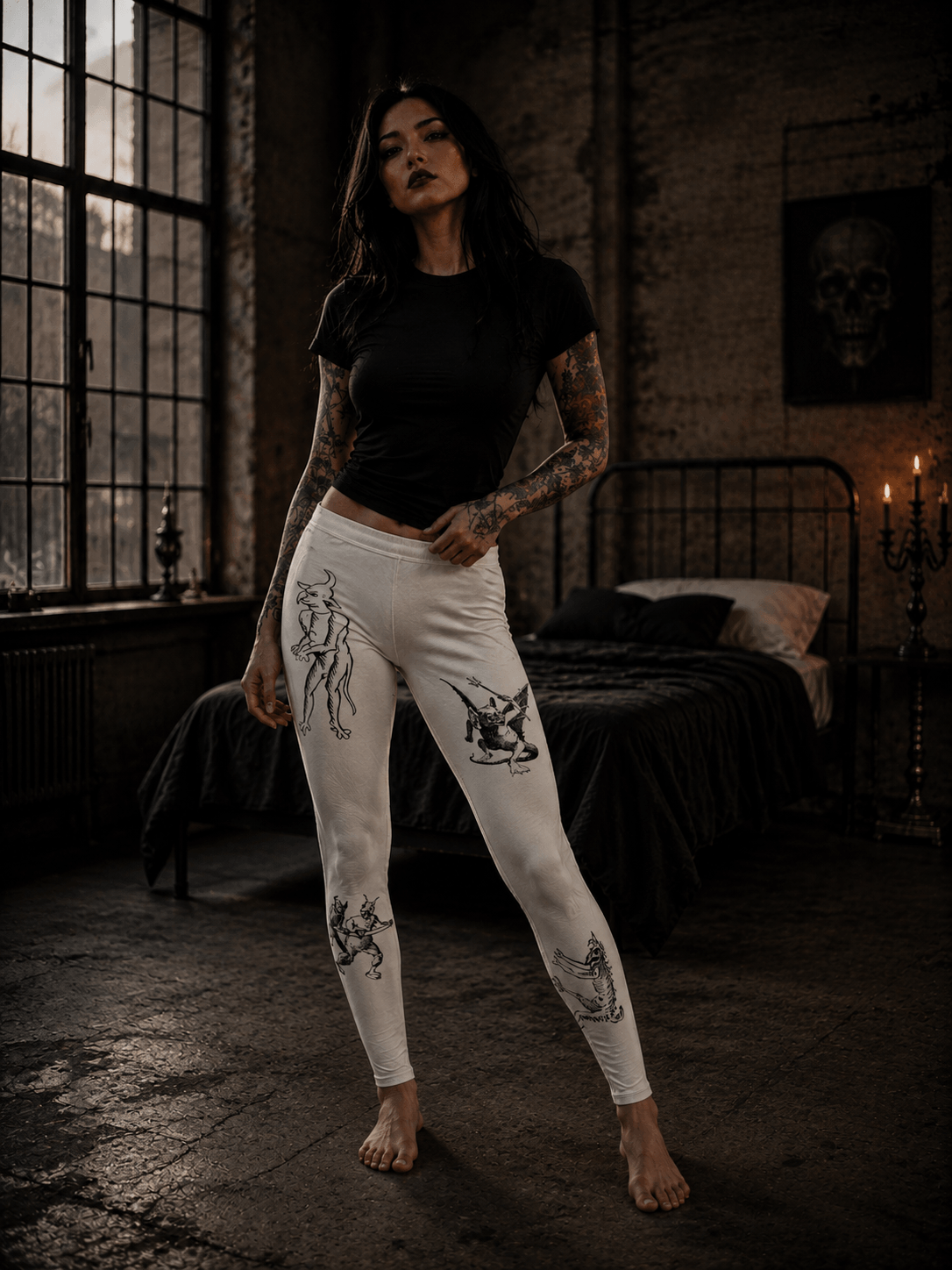 Medieval Demon Print Leggings