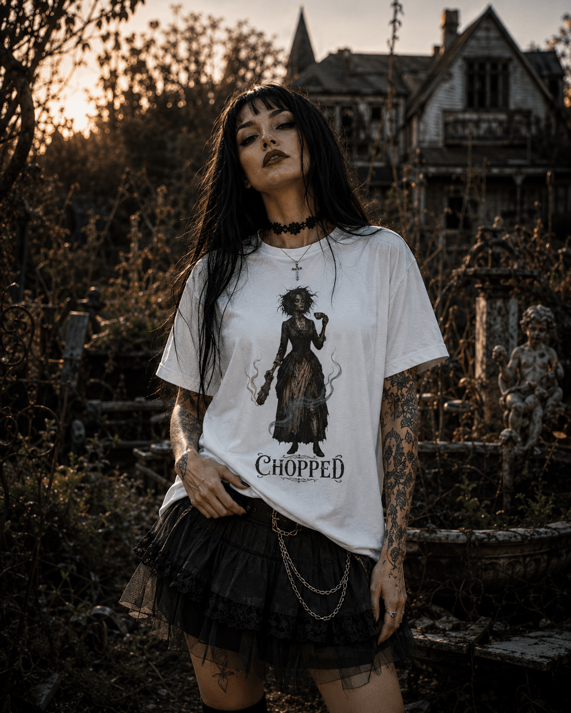 Chopped Gothic Graphic T-Shirt