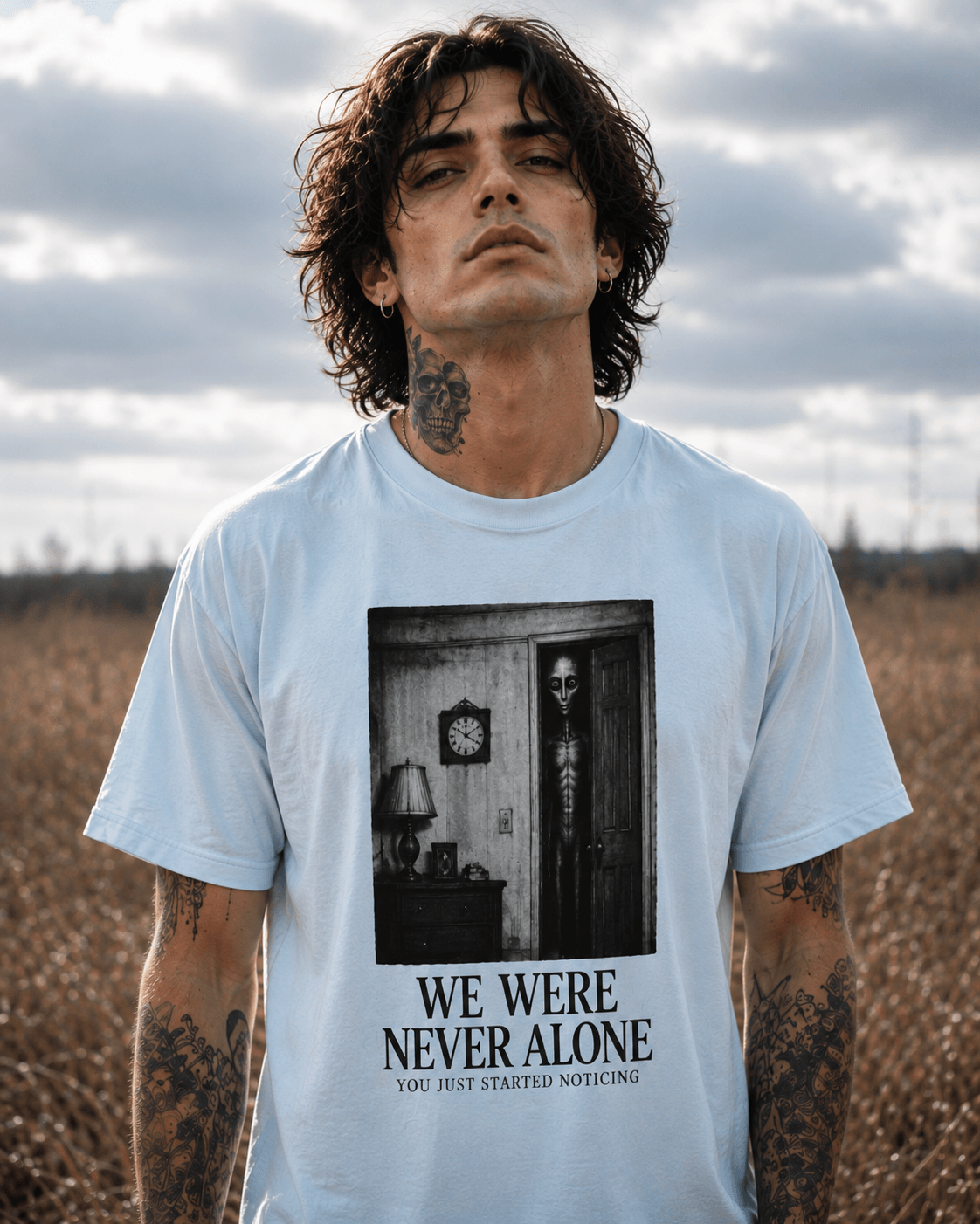 We Were Never Alone Alien Horror T-Shirt